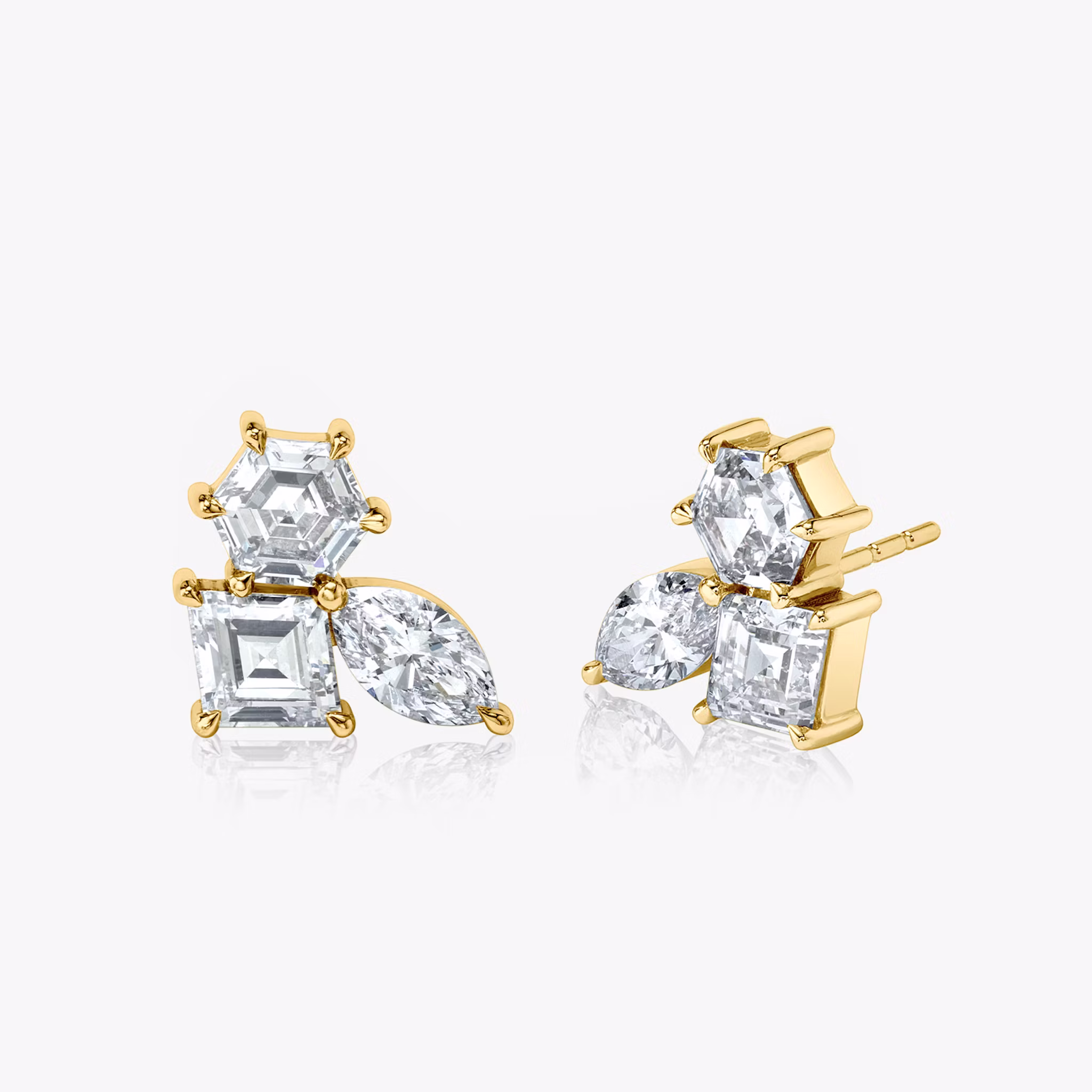 Illuminate Stud hexagon+lozenge+marquise | Yellow Gold
