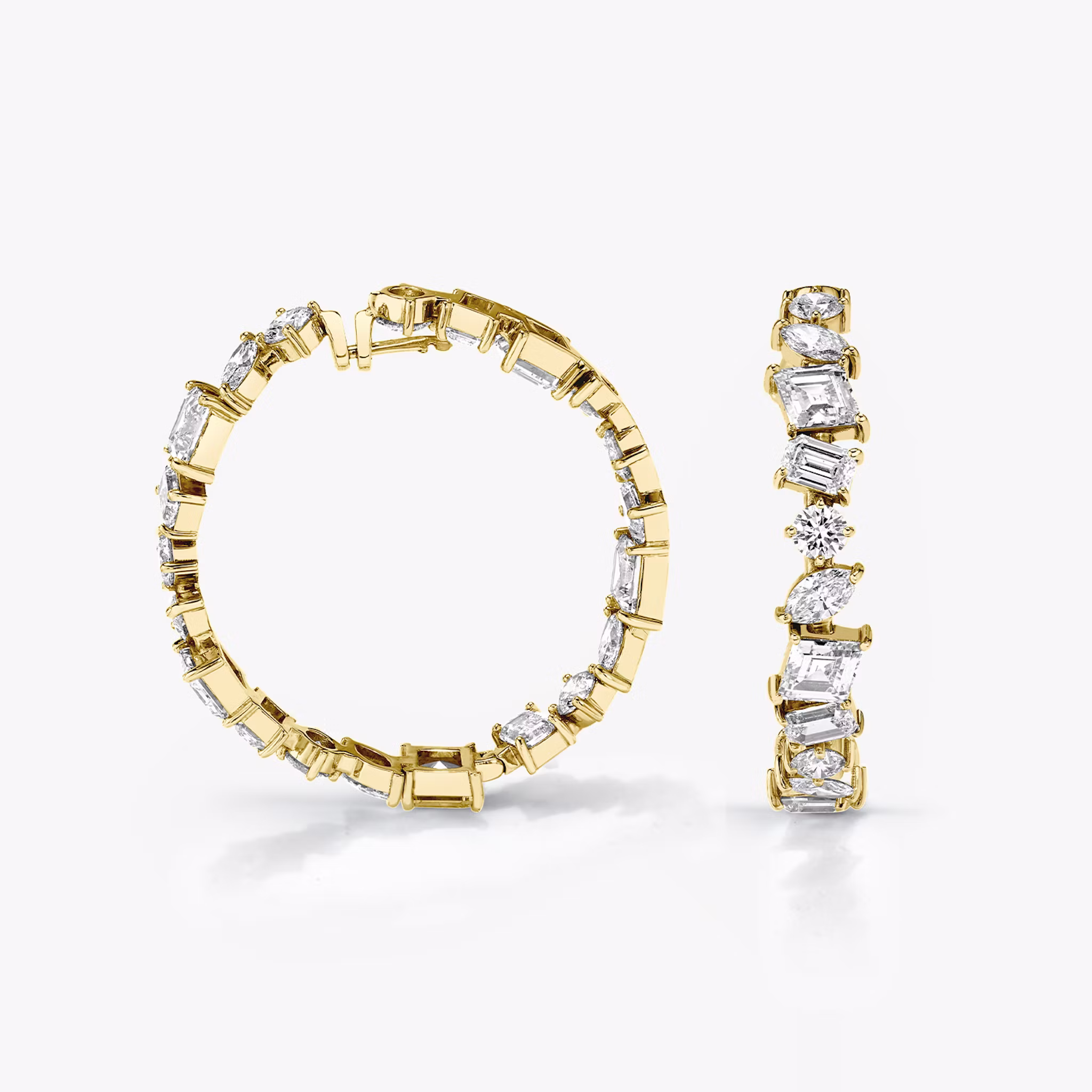 Illuminate Hoop emerald+marquise+round-brilliant+lozenge | Yellow Gold
