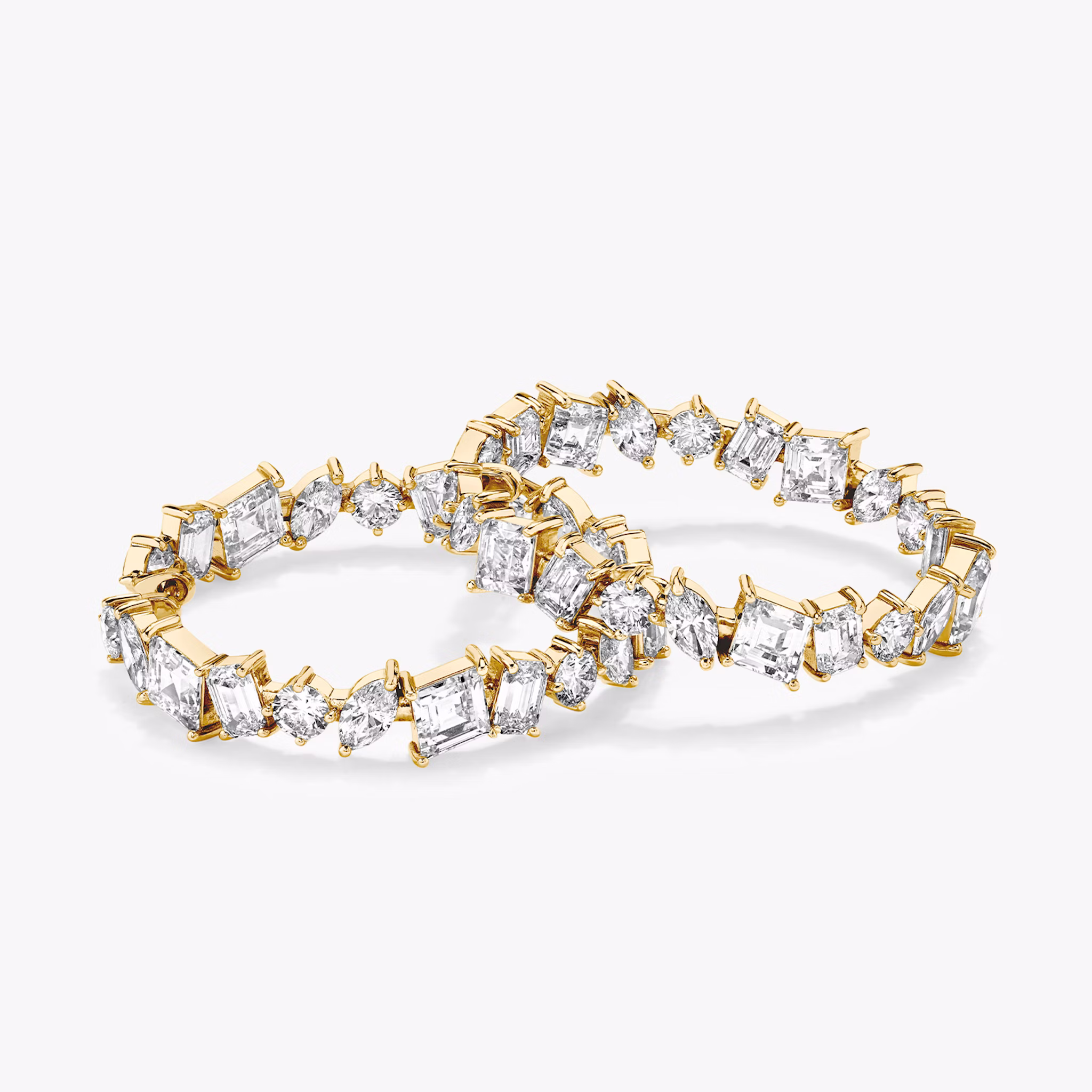 Illuminate Hoop | emerald+marquise+round-brilliant+lozenge | 14k | Yellow Gold