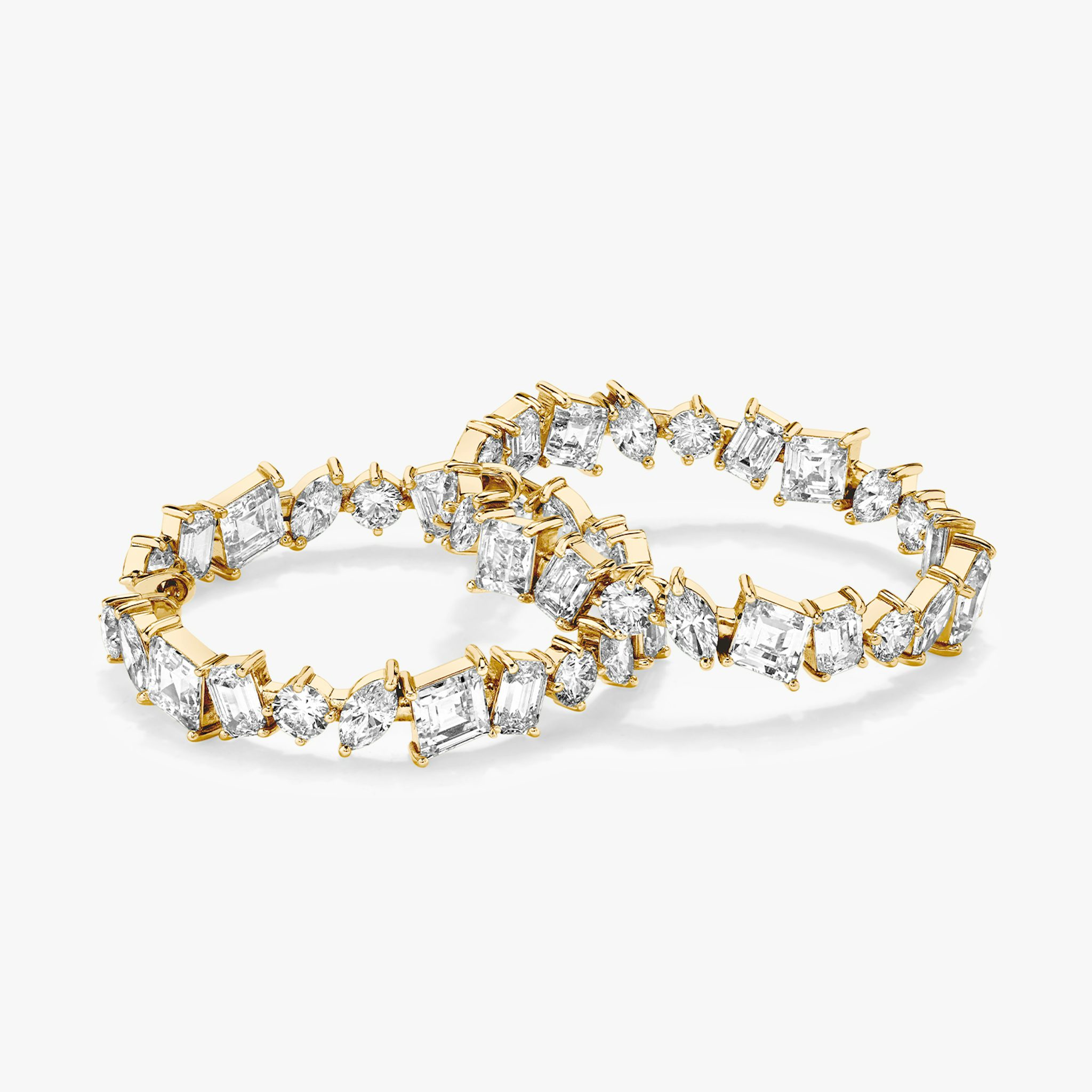 Illuminate Hoop | emerald+marquise+round-brilliant+lozenge | 14k | Yellow Gold