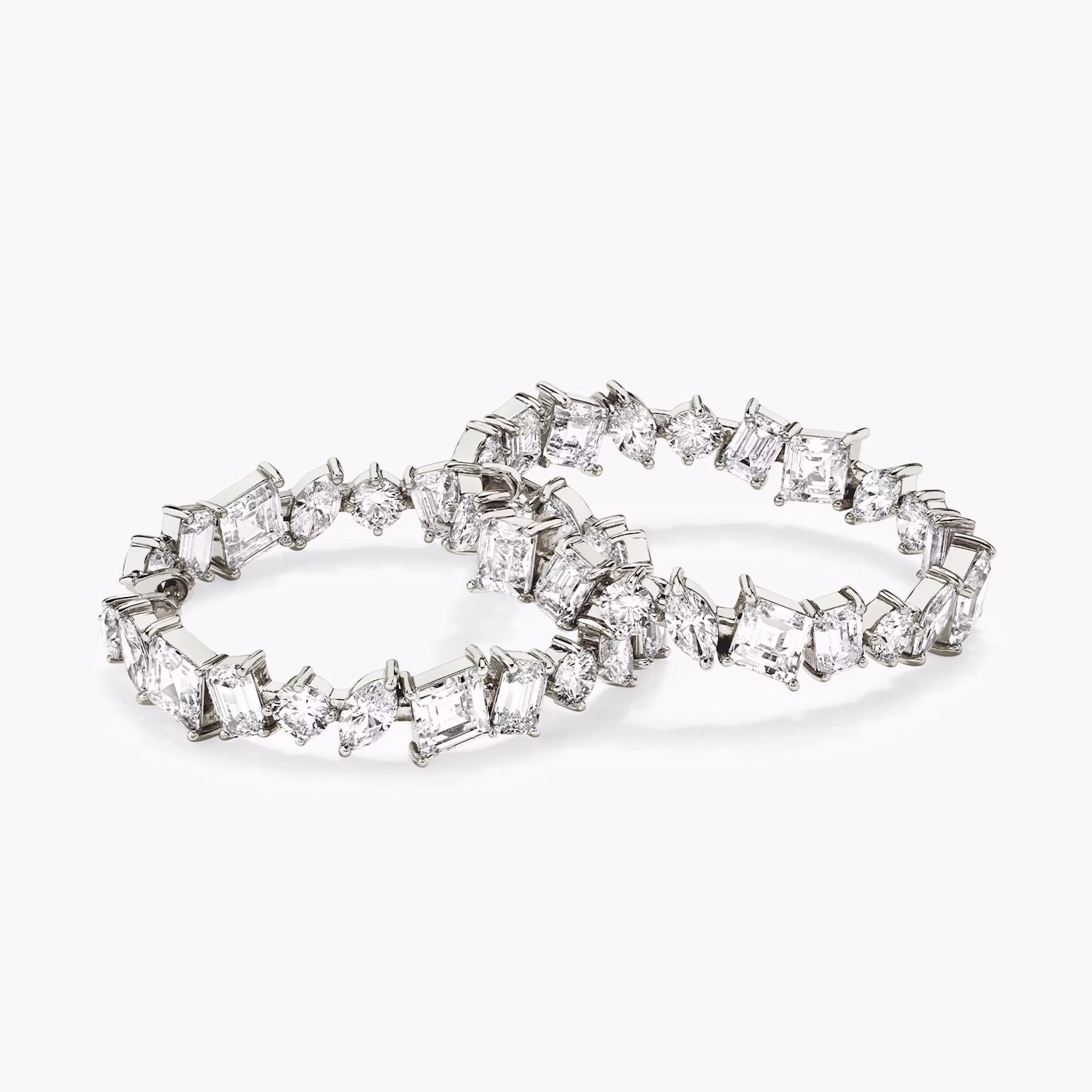 Illuminate Hoop | emerald+marquise+round-brilliant+lozenge | 14k | White Gold