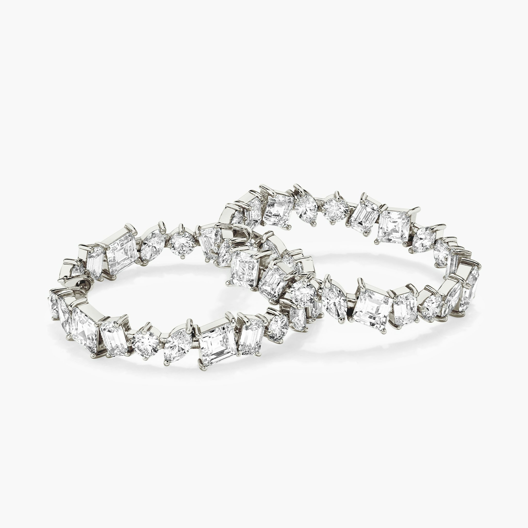 Illuminate Hoop | emerald+marquise+round-brilliant+lozenge | 14k | White Gold