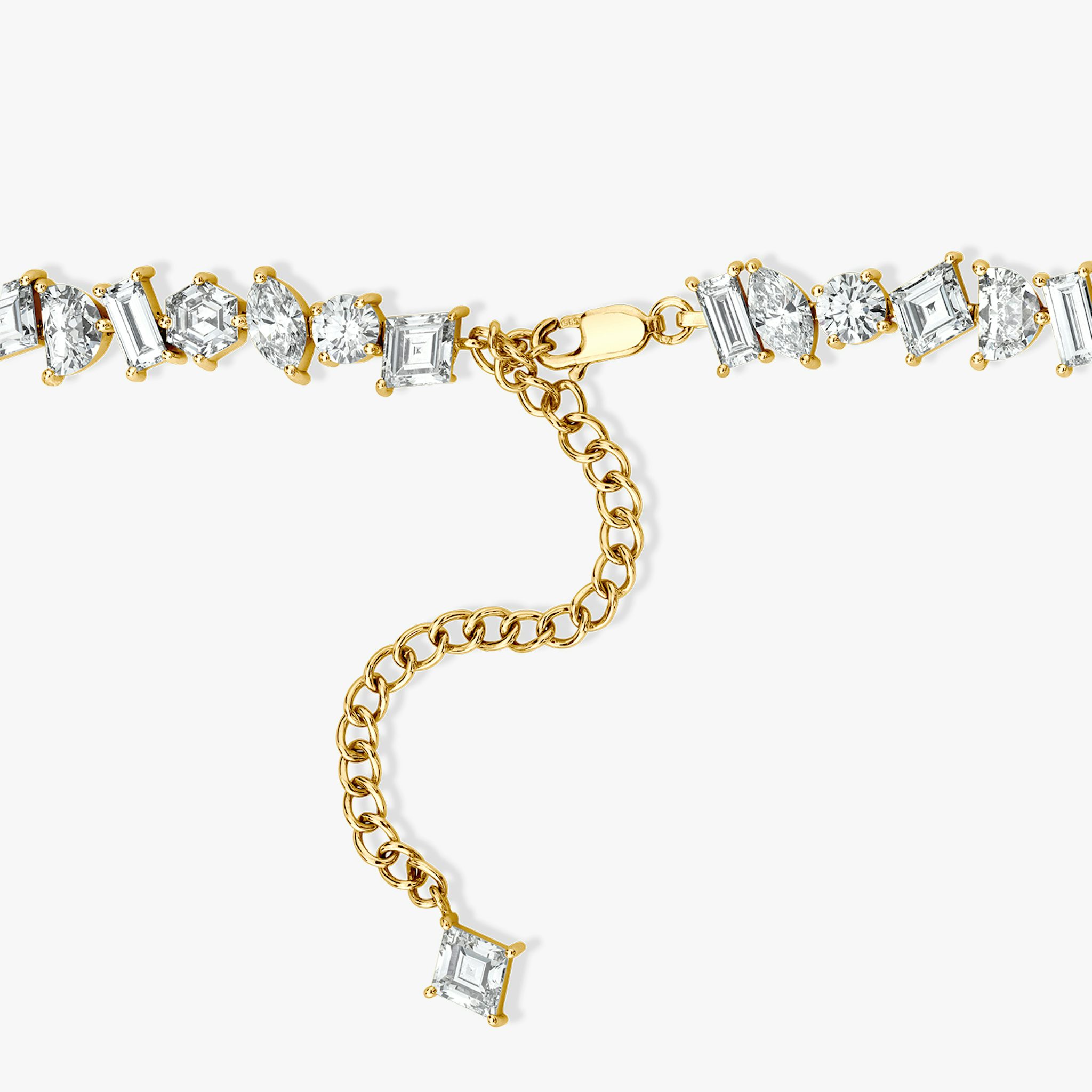 Illuminate Choker | lozenge+half-moon+hexagon+baguette+round-brilliant+marquise | 14k | Yellow Gold