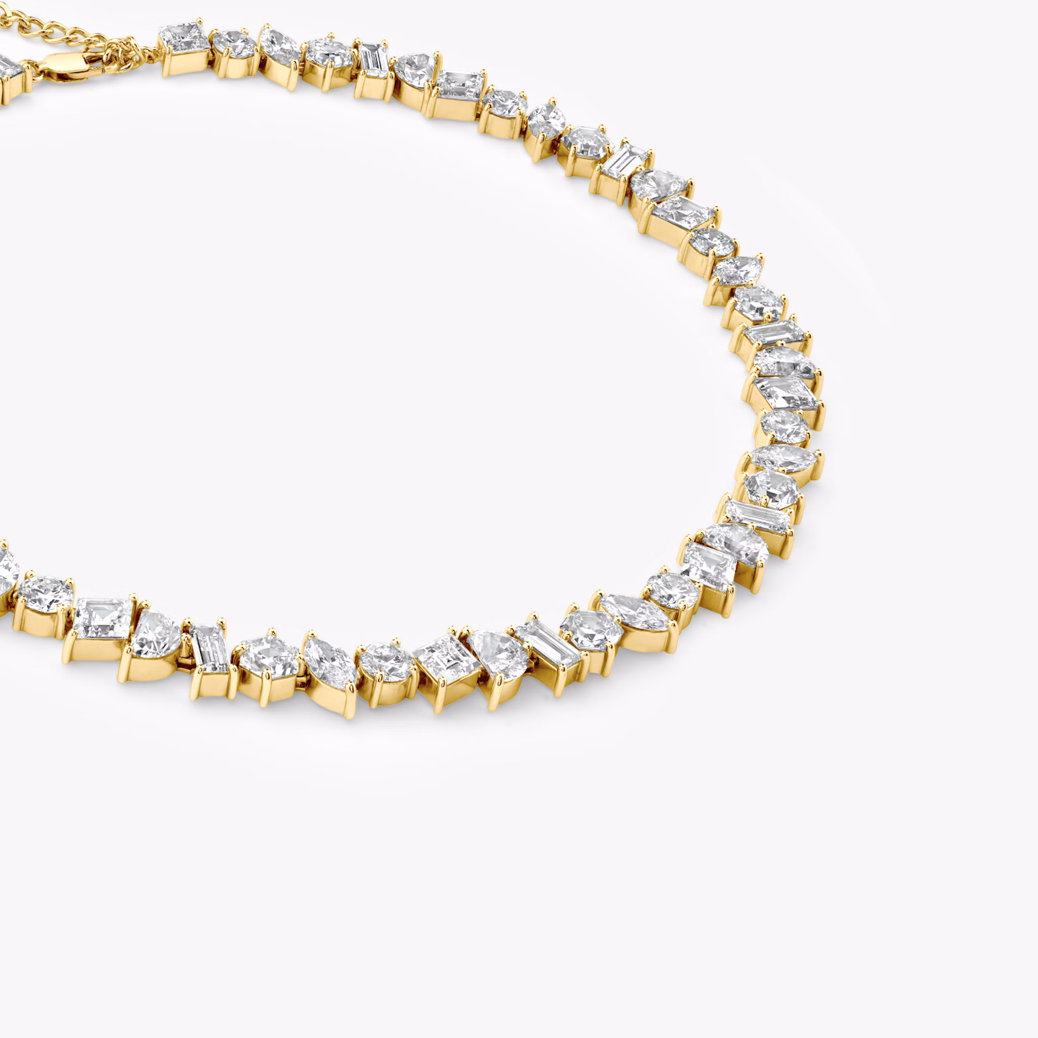 Illuminate Choker | lozenge+half-moon+hexagon+baguette+round-brilliant+marquise | 14k | Yellow Gold