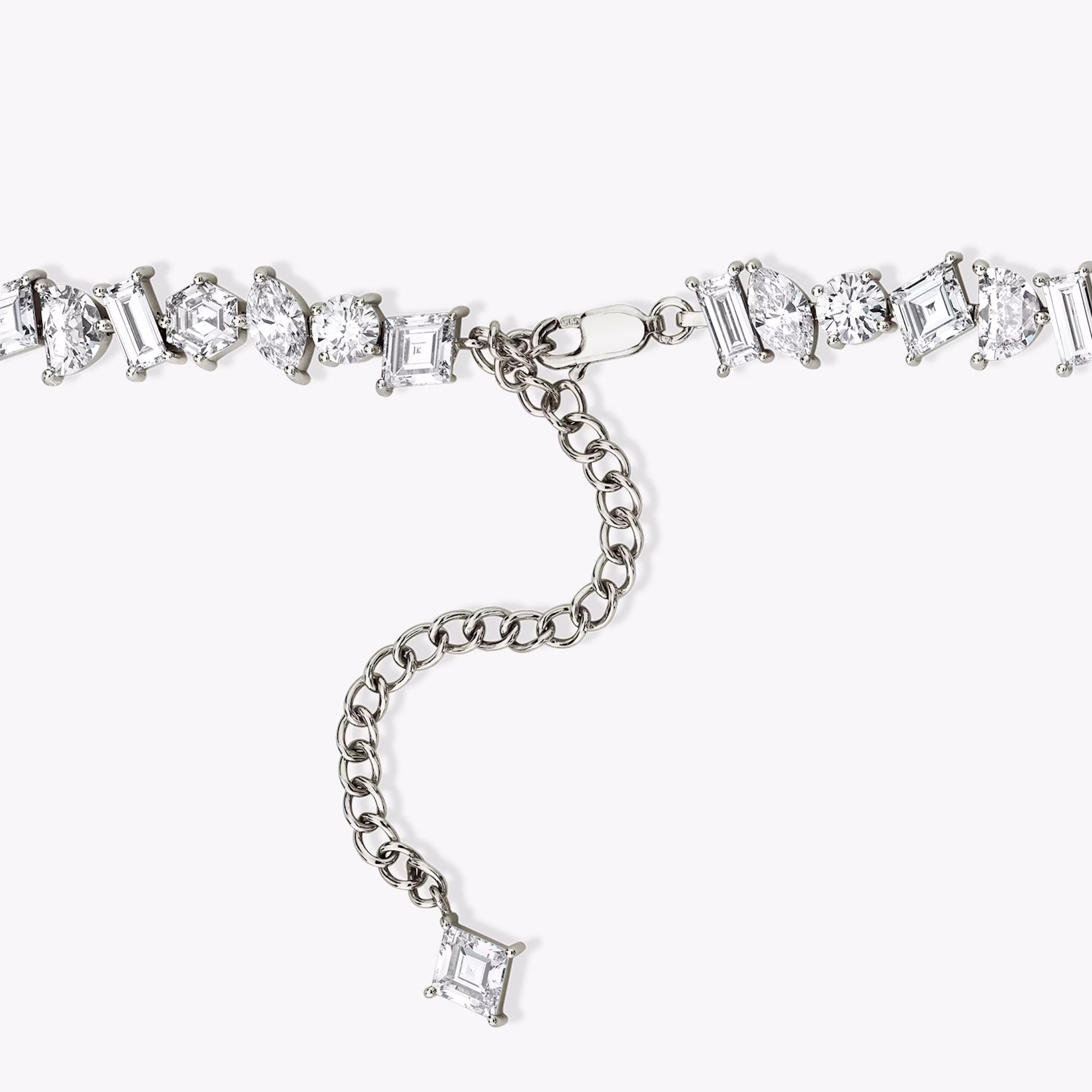 Illuminate Choker | lozenge+half-moon+hexagon+baguette+round-brilliant+marquise | 14k | White Gold
