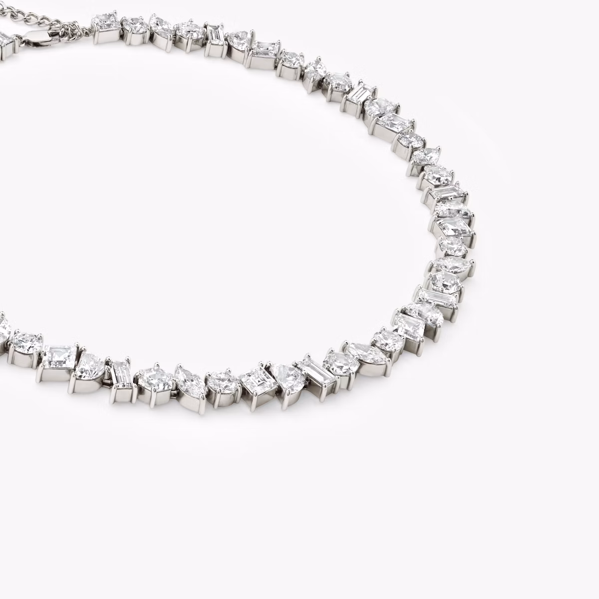 Illuminate Choker | lozenge+half-moon+hexagon+baguette+round-brilliant+marquise | 14k | White Gold