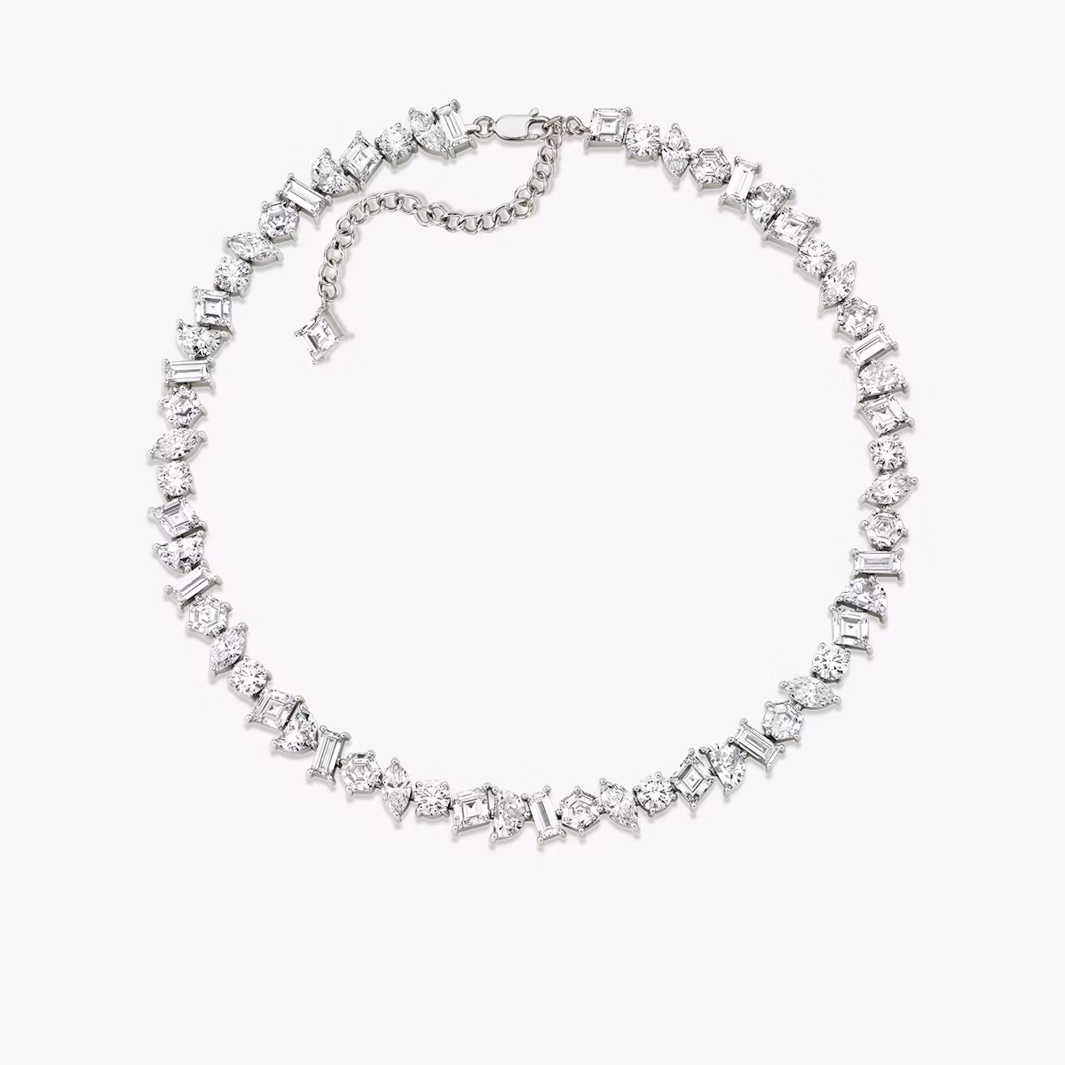 Illuminate Choker | lozenge+half-moon+hexagon+baguette+round-brilliant+marquise | 14k | White Gold