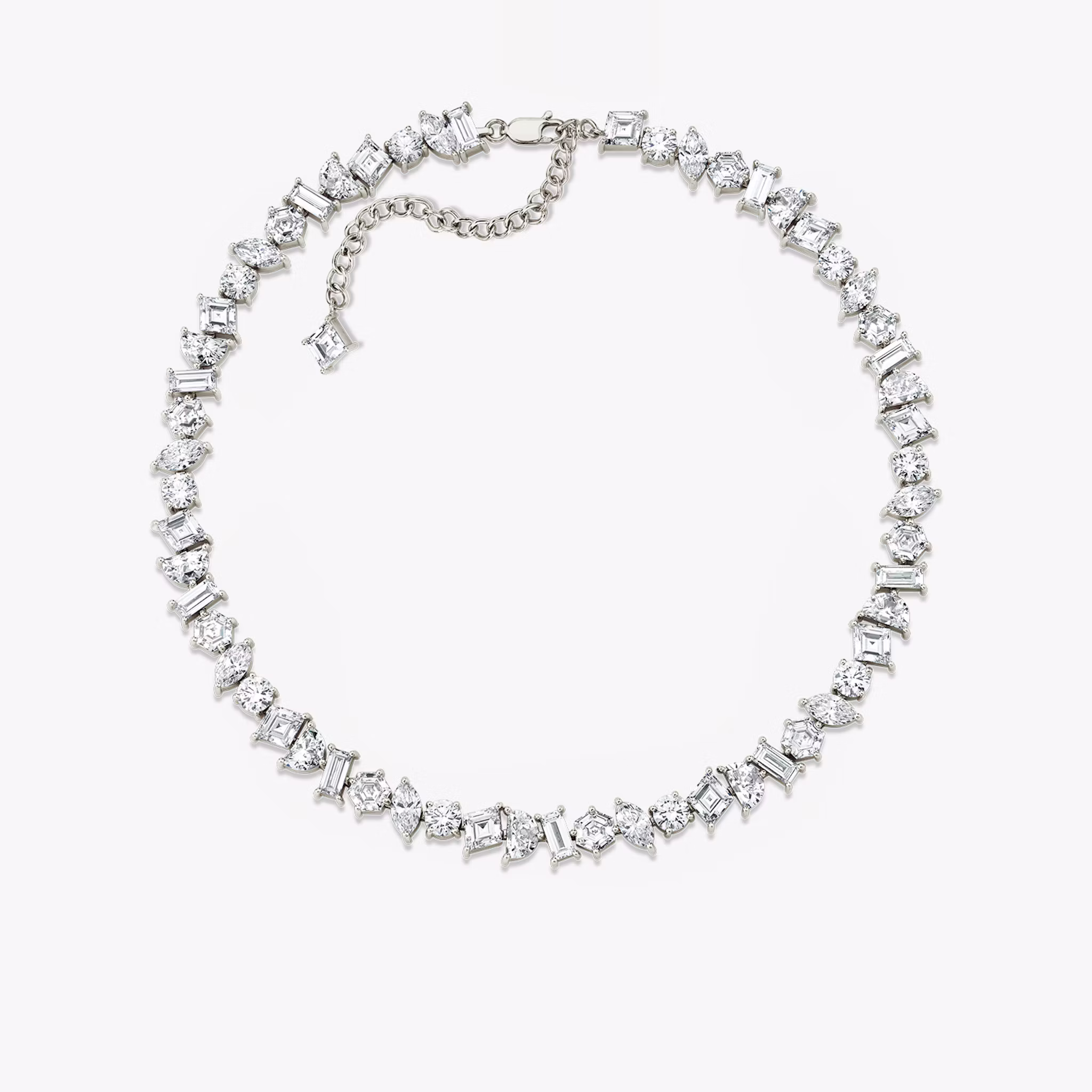 Illuminate Choker lozenge+half-moon+hexagon+baguette+round-brilliant+marquise | White Gold