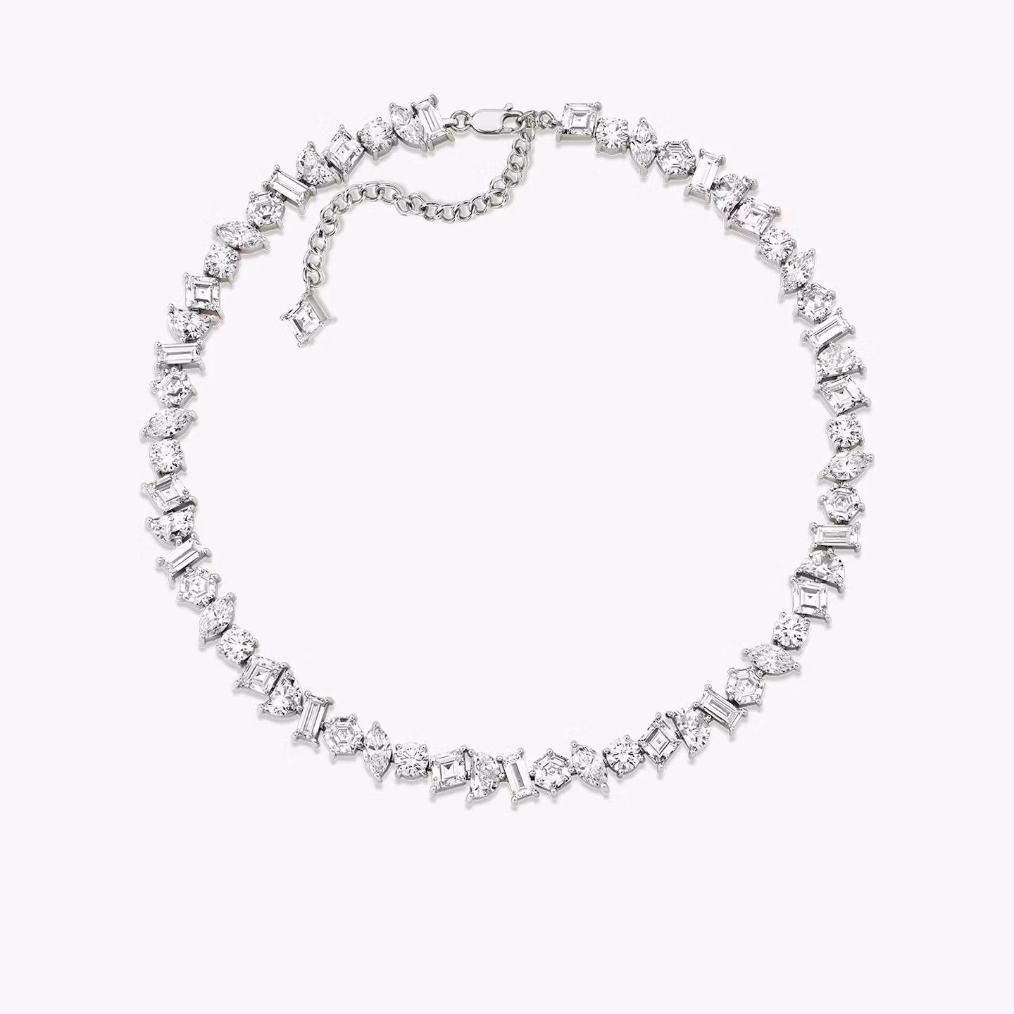 Illuminate Choker | lozenge+half-moon+hexagon+baguette+round-brilliant+marquise | 14k | White Gold