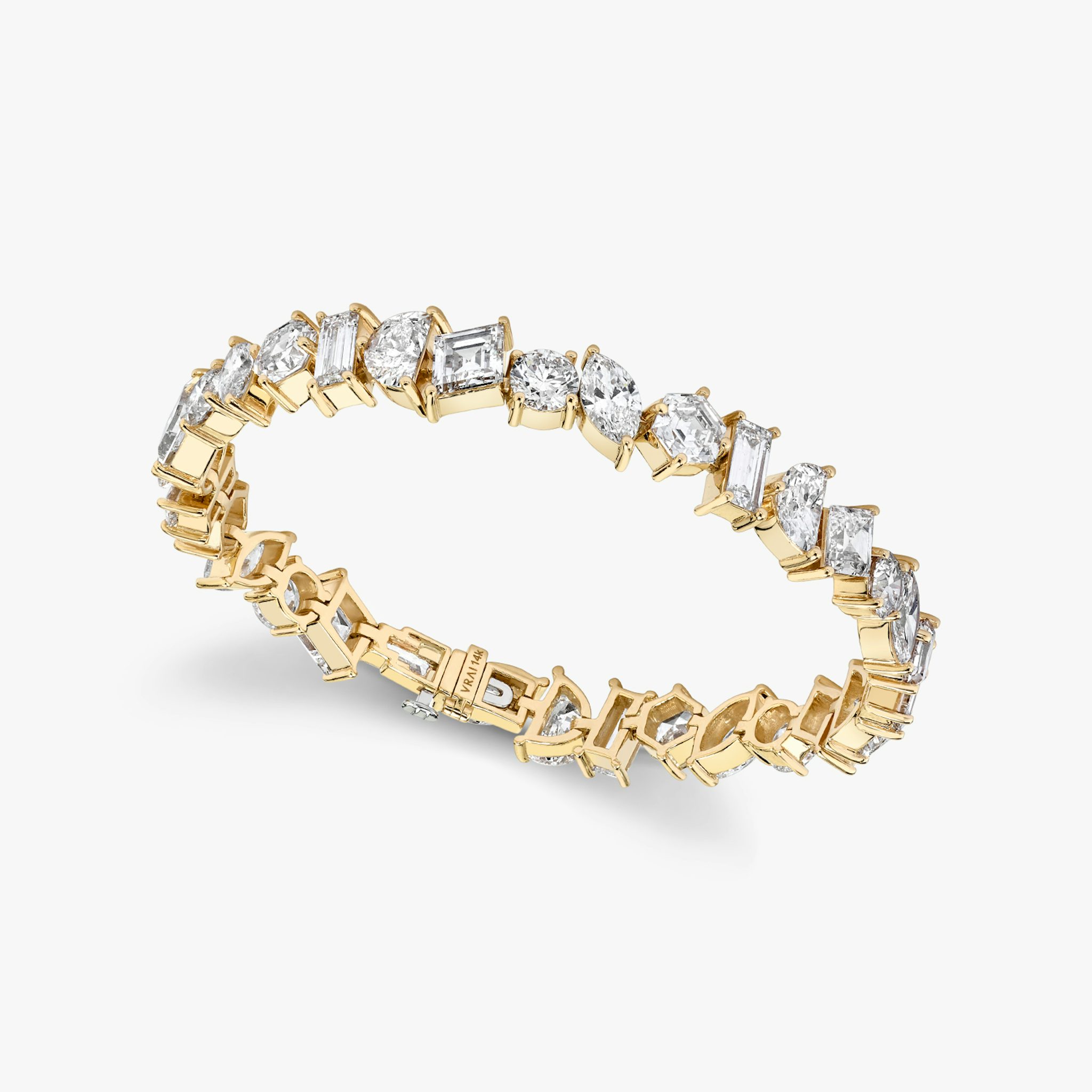 Illuminate Bracelet | baguette+lozenge+hexagon+marquise+round-brilliant+half-moon | 14k | Yellow Gold | chainLength: 7