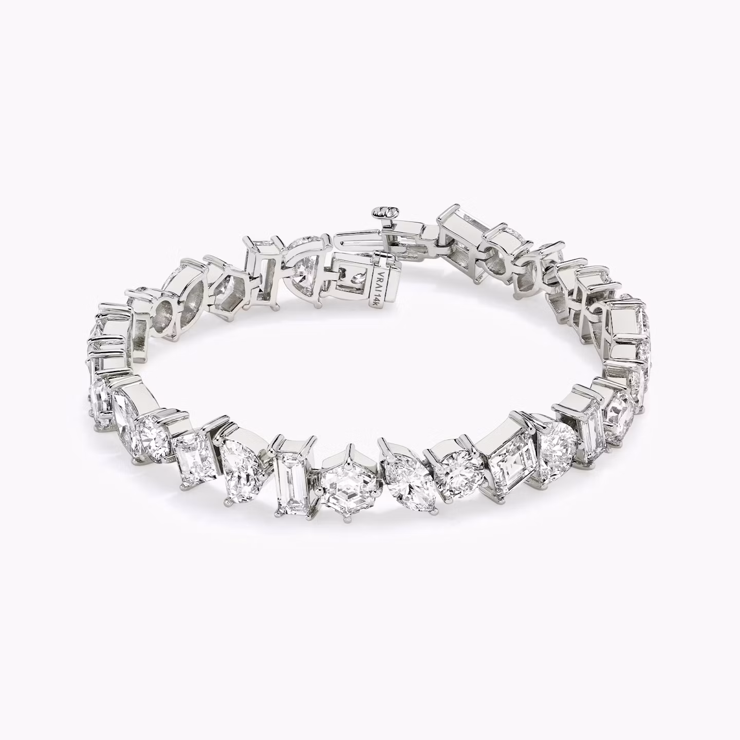 Pulsera Illuminate | baguette+lozenge+hexagon+marquise+round-brilliant+half-moon | 14k | Oro blanco | chainLength: 7
