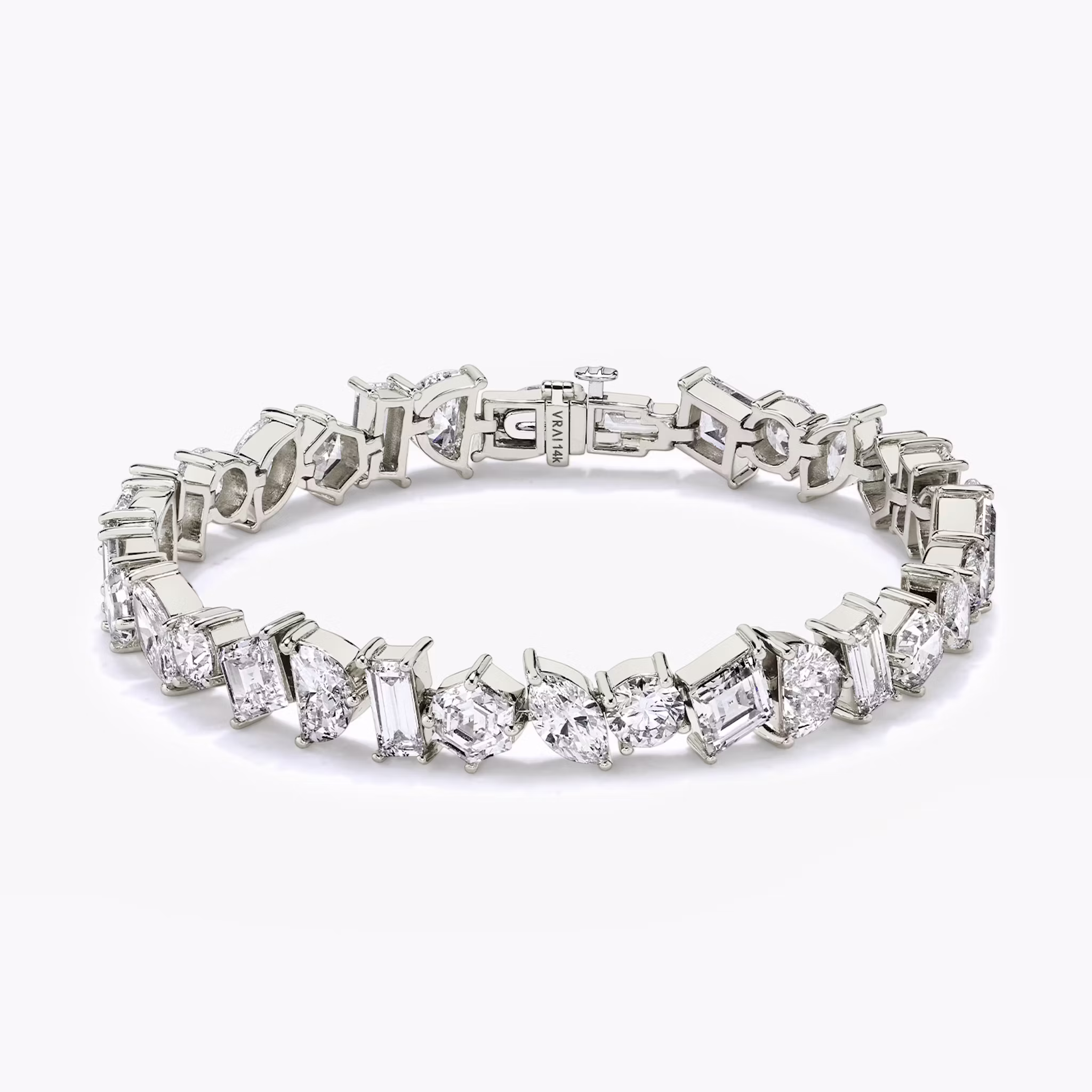 Illuminate Bracelet baguette+lozenge+hexagon+marquise+round-brilliant+half-moon | White Gold