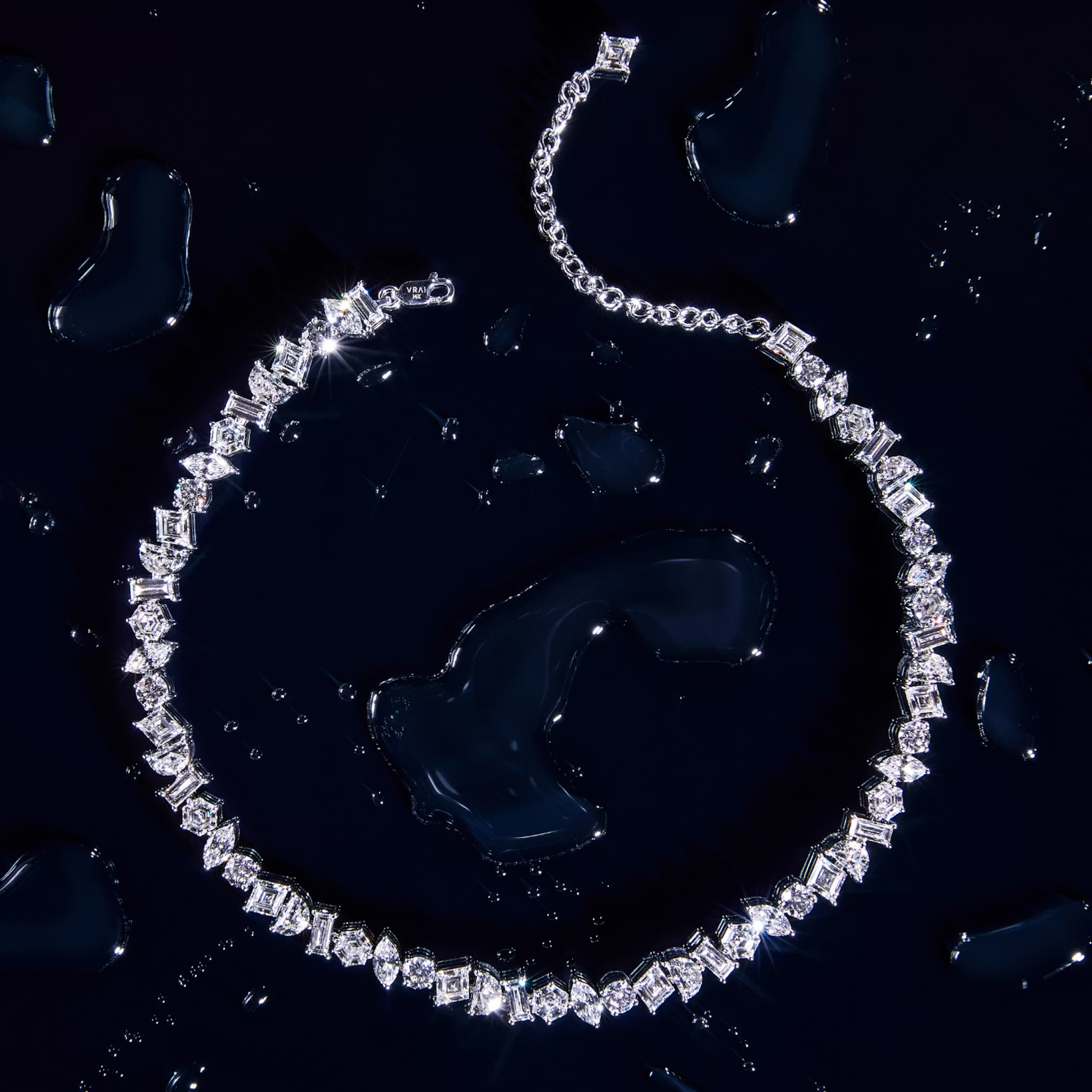 Illuminate Choker | lozenge+half-moon+hexagon+baguette+round-brilliant+marquise | 14k | Yellow Gold