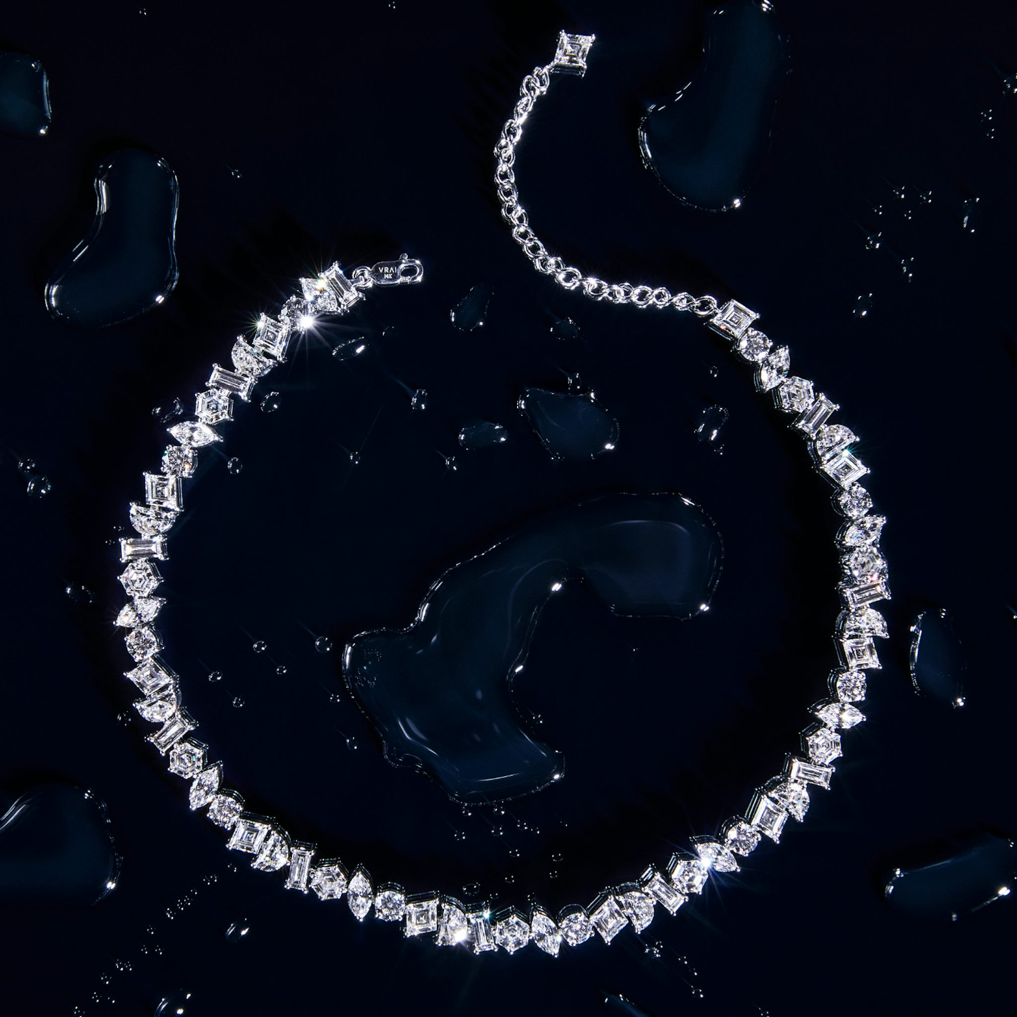 Illuminate Choker | lozenge+half-moon+hexagon+baguette+round-brilliant+marquise | 14k | Yellow Gold