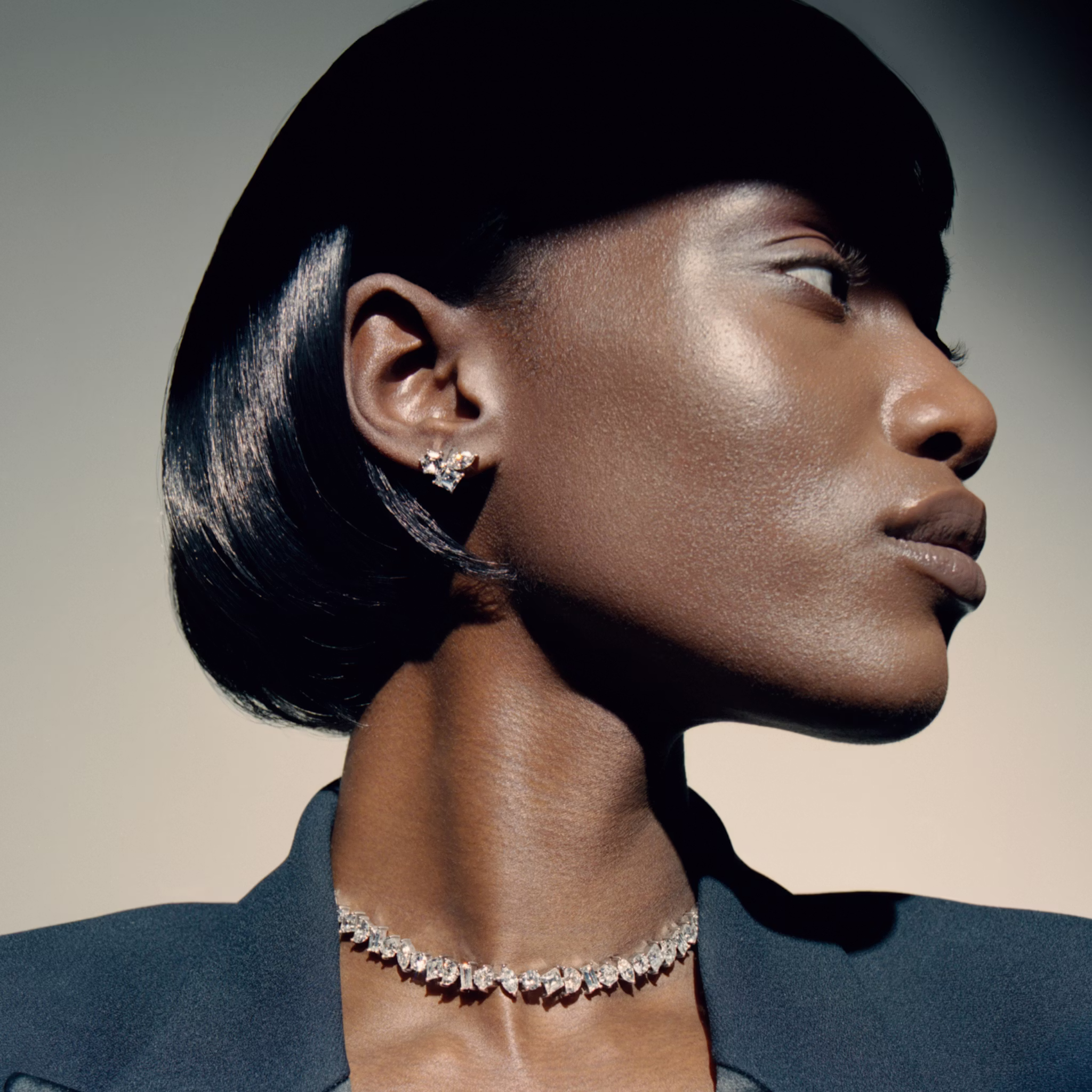 Illuminate Stud | hexagon+lozenge+marquise | 14k | White Gold | side: left