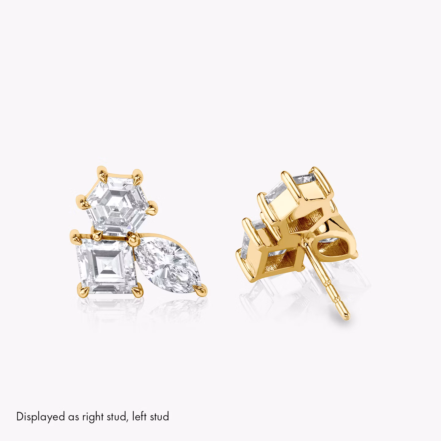 Illuminate Stud | hexagon+lozenge+marquise | 14k | Yellow Gold | side: left