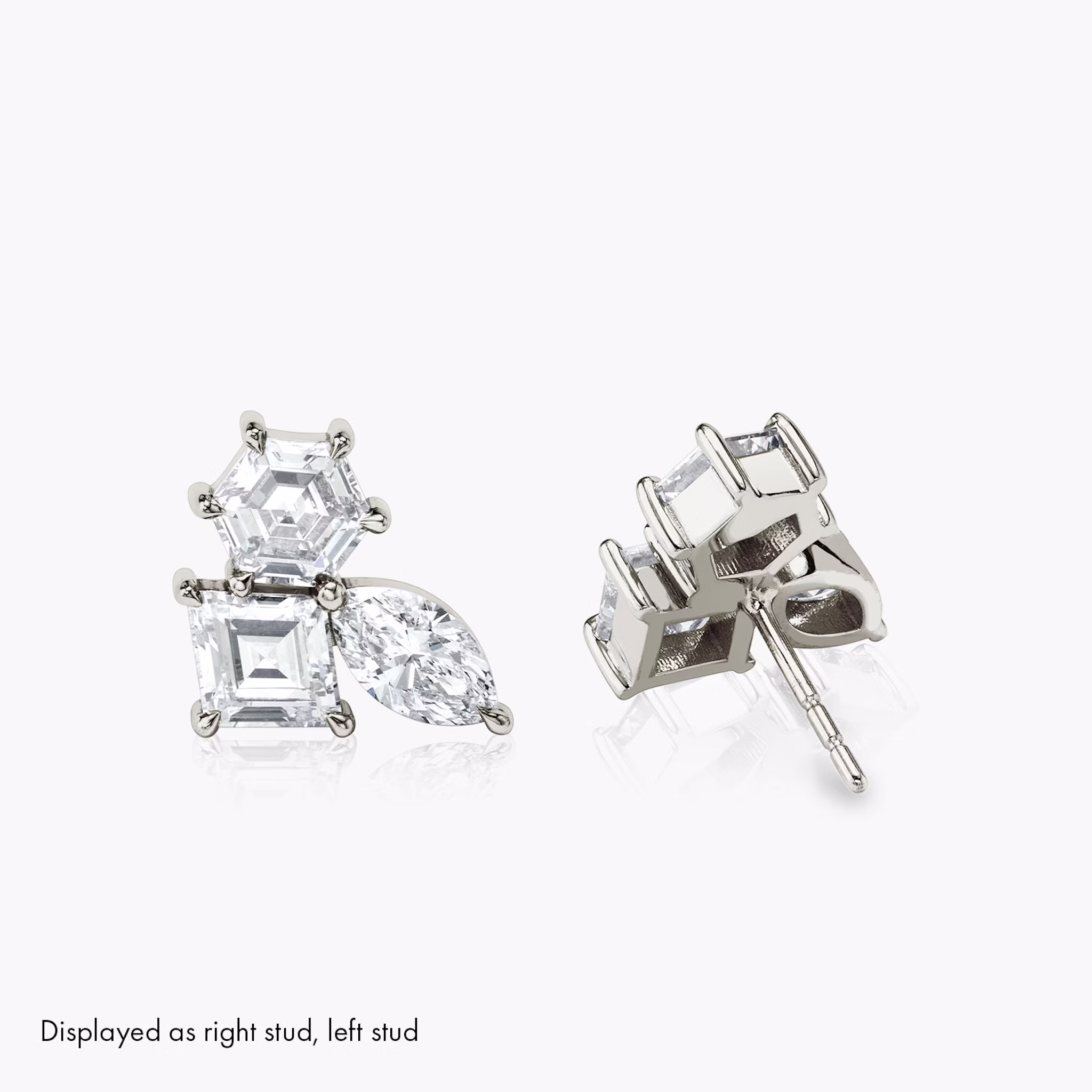 Illuminate Stud | hexagon+lozenge+marquise | 14k | White Gold | side: left