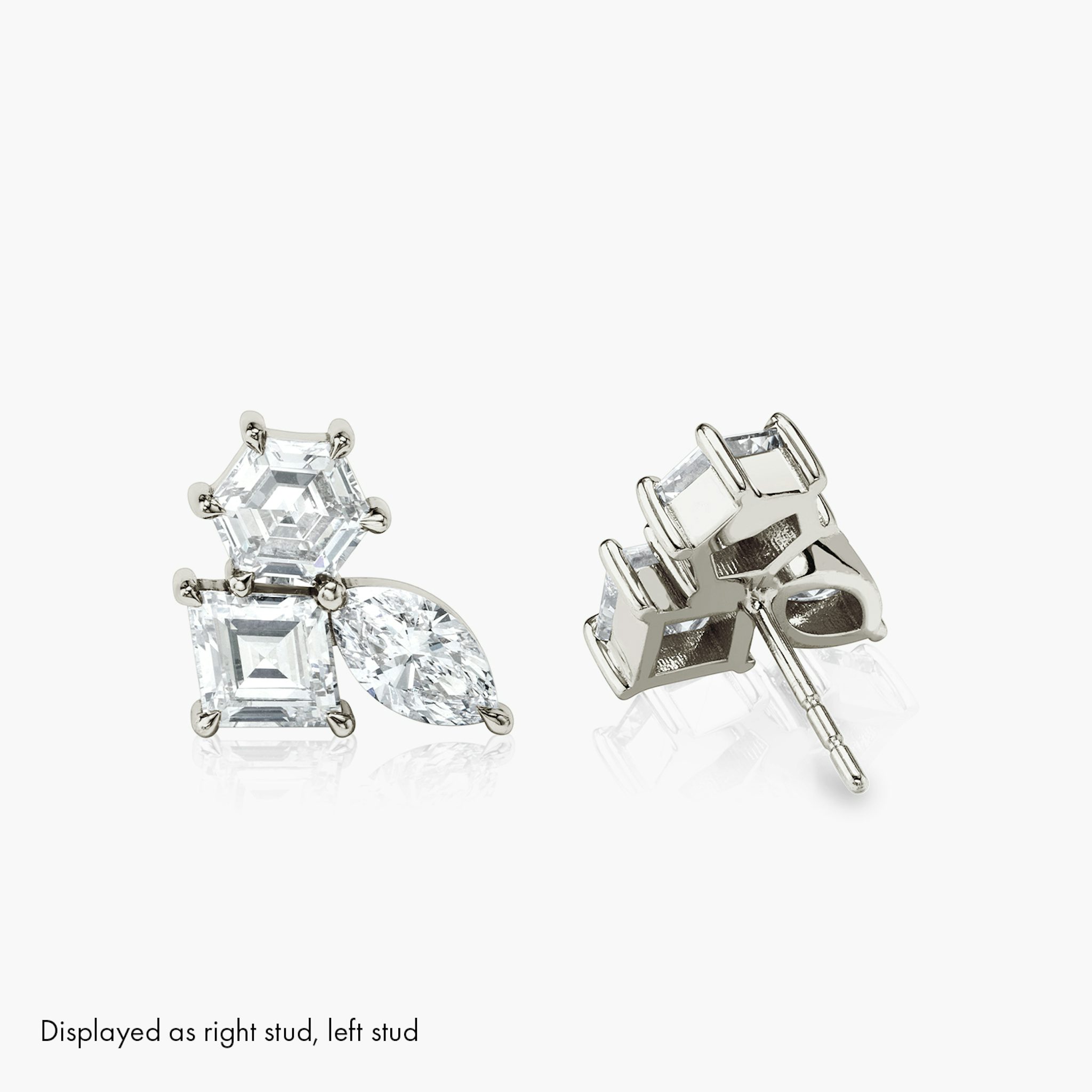 Illuminate Stud | hexagon+lozenge+marquise | 14k | White Gold | side: left
