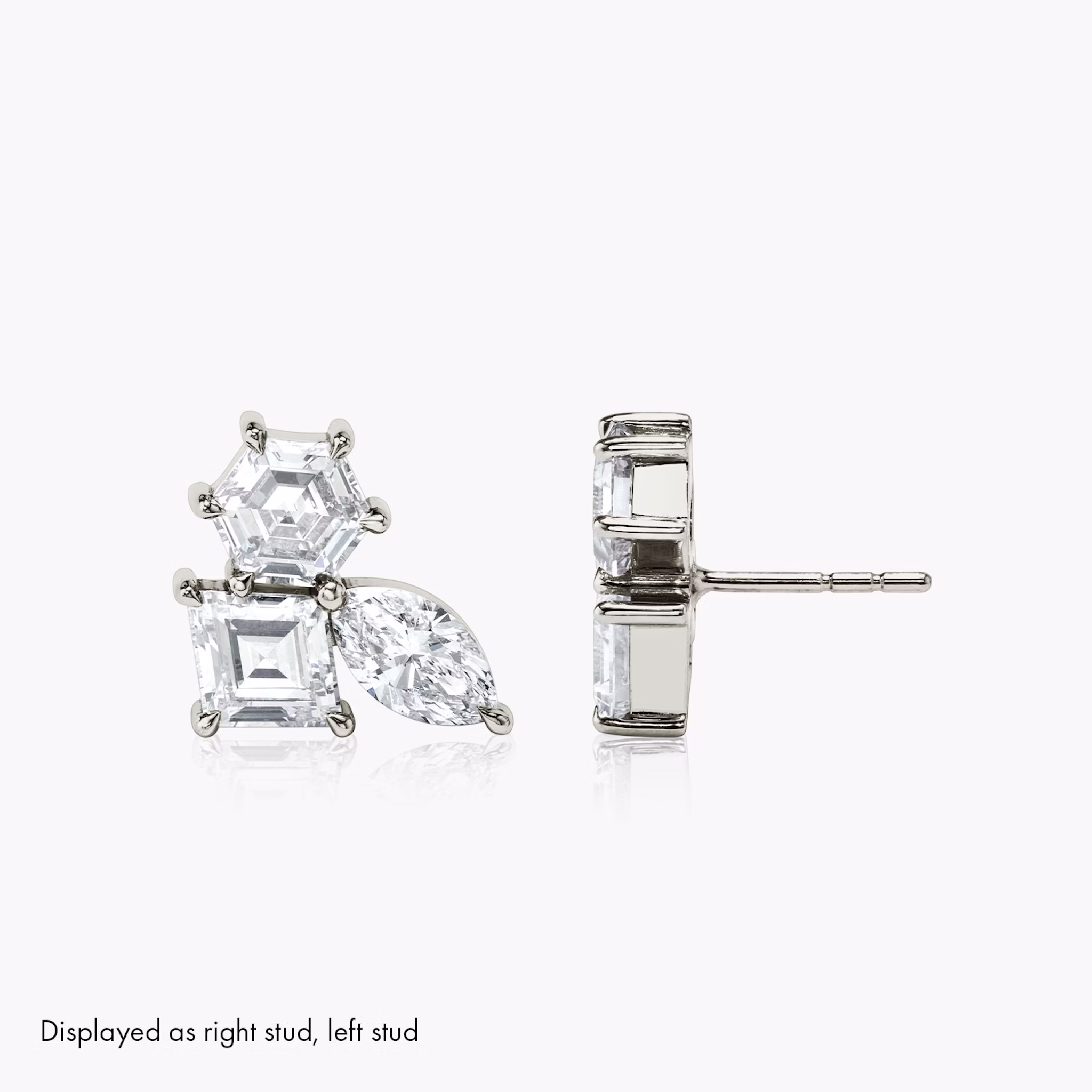 Illuminate Stud | hexagon+lozenge+marquise | 14k | White Gold | side: left