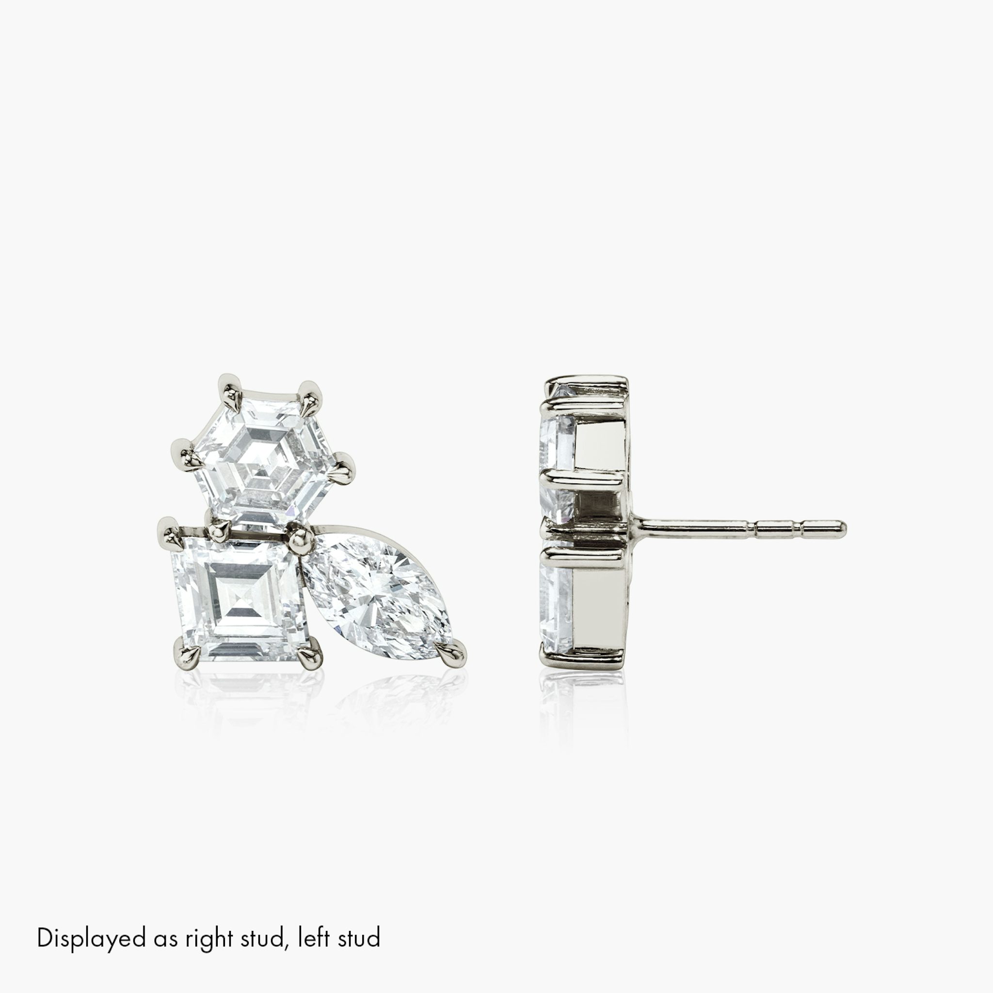 Illuminate Stud | hexagon+lozenge+marquise | 14k | White Gold | side: left