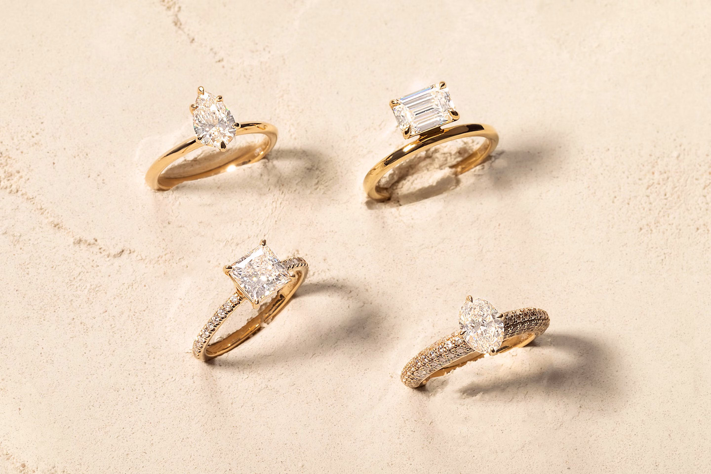 The signature engagement ring, the hover engagement ring, the curator engagement ring