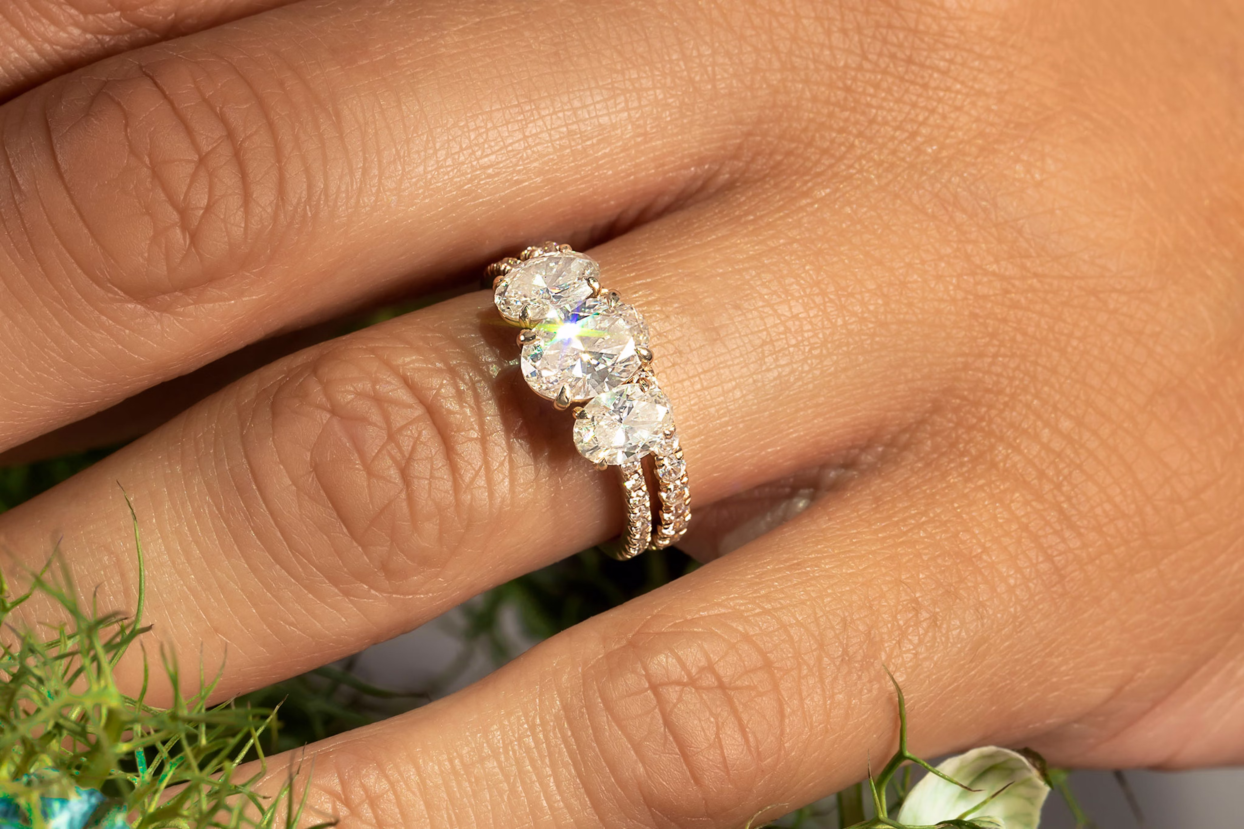 The oval three stone engagement ring