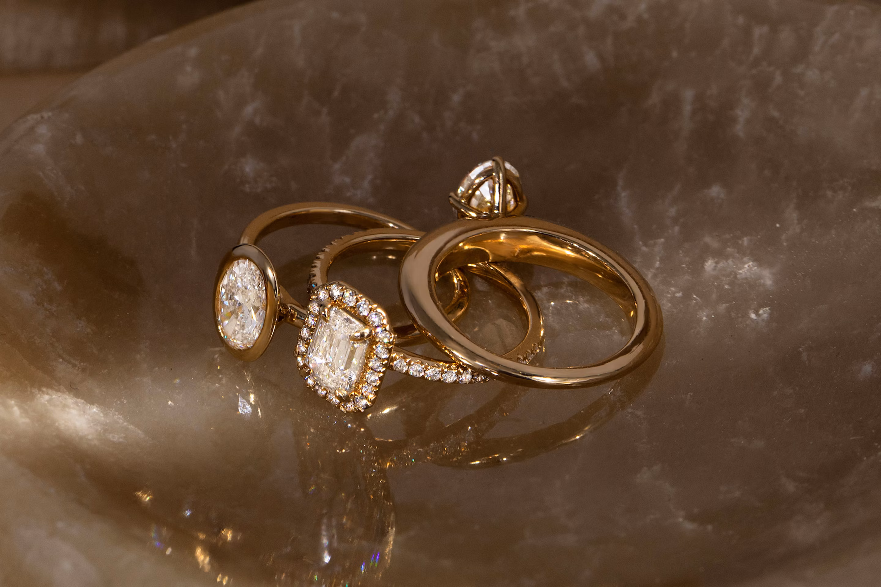 signature solitaire yellow gold engagement ring, halo yellow gold engagement ring