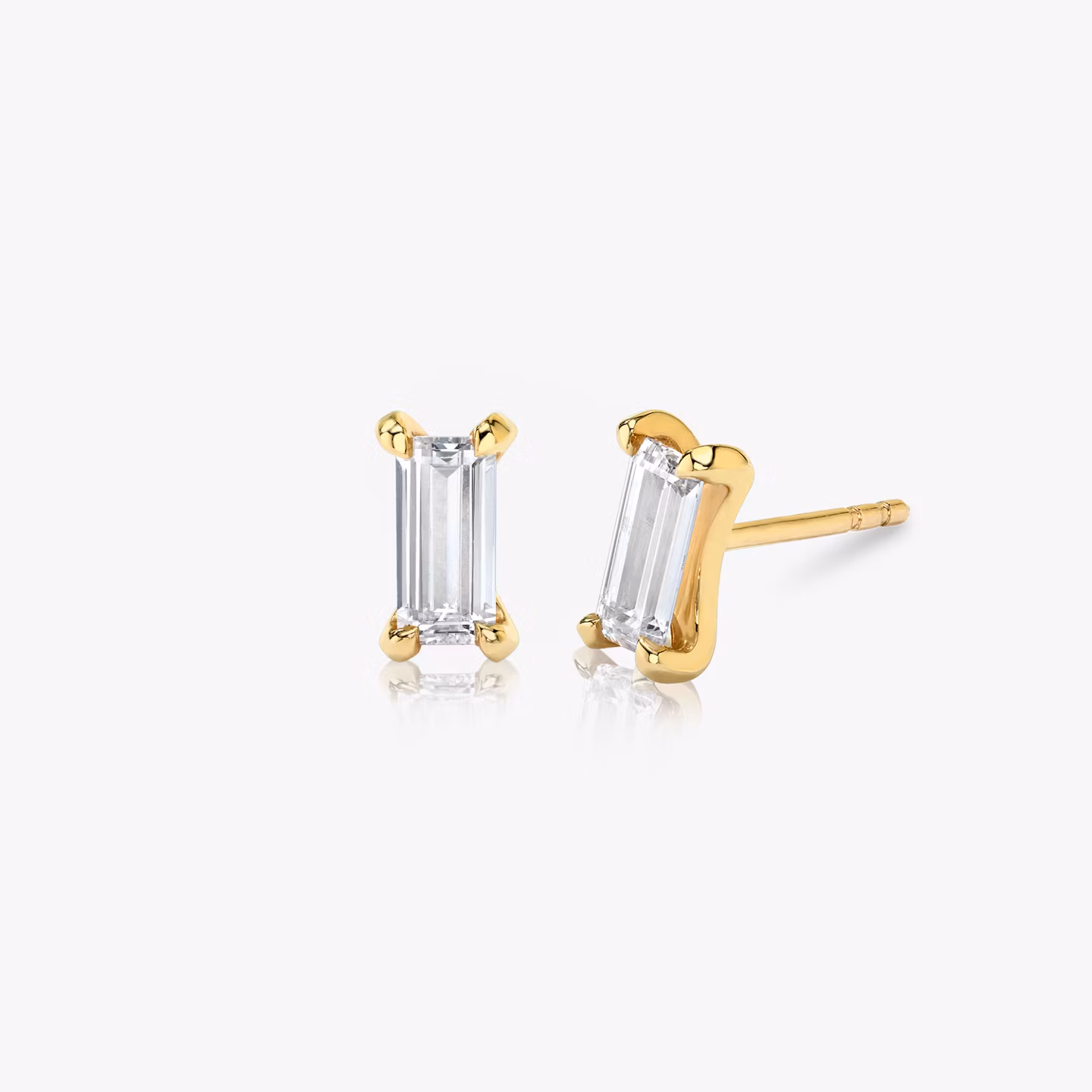 Clou d'oreille Baguette Baguette | Yellow Gold