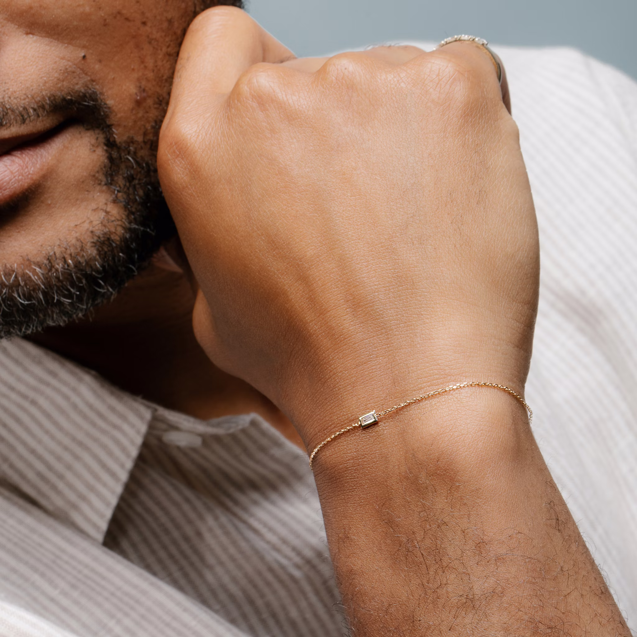 Knife-Edge Bezel Bracelet | Baguette | 14k | Yellow Gold | chainLength: 7