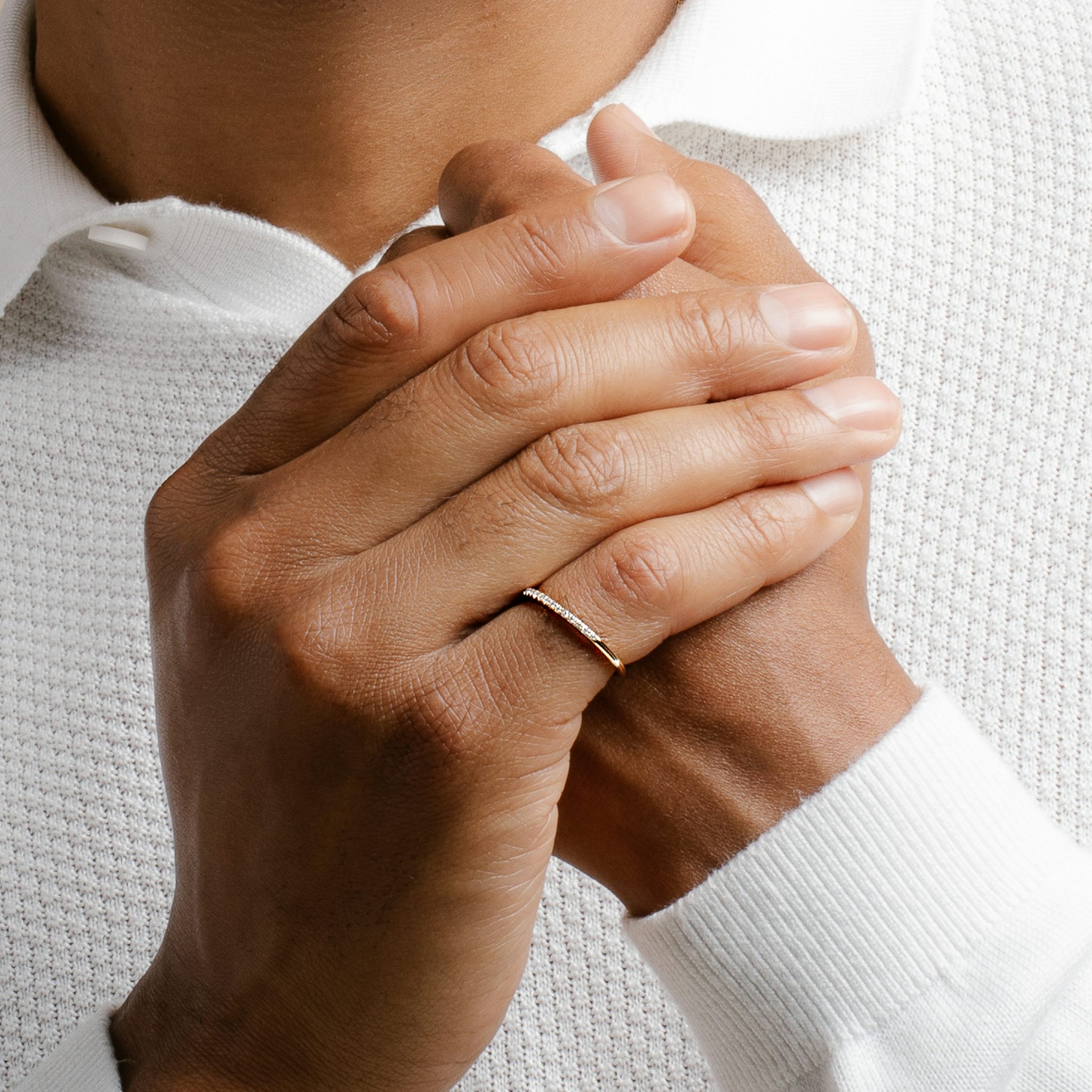 Half Pave Diamond Ring