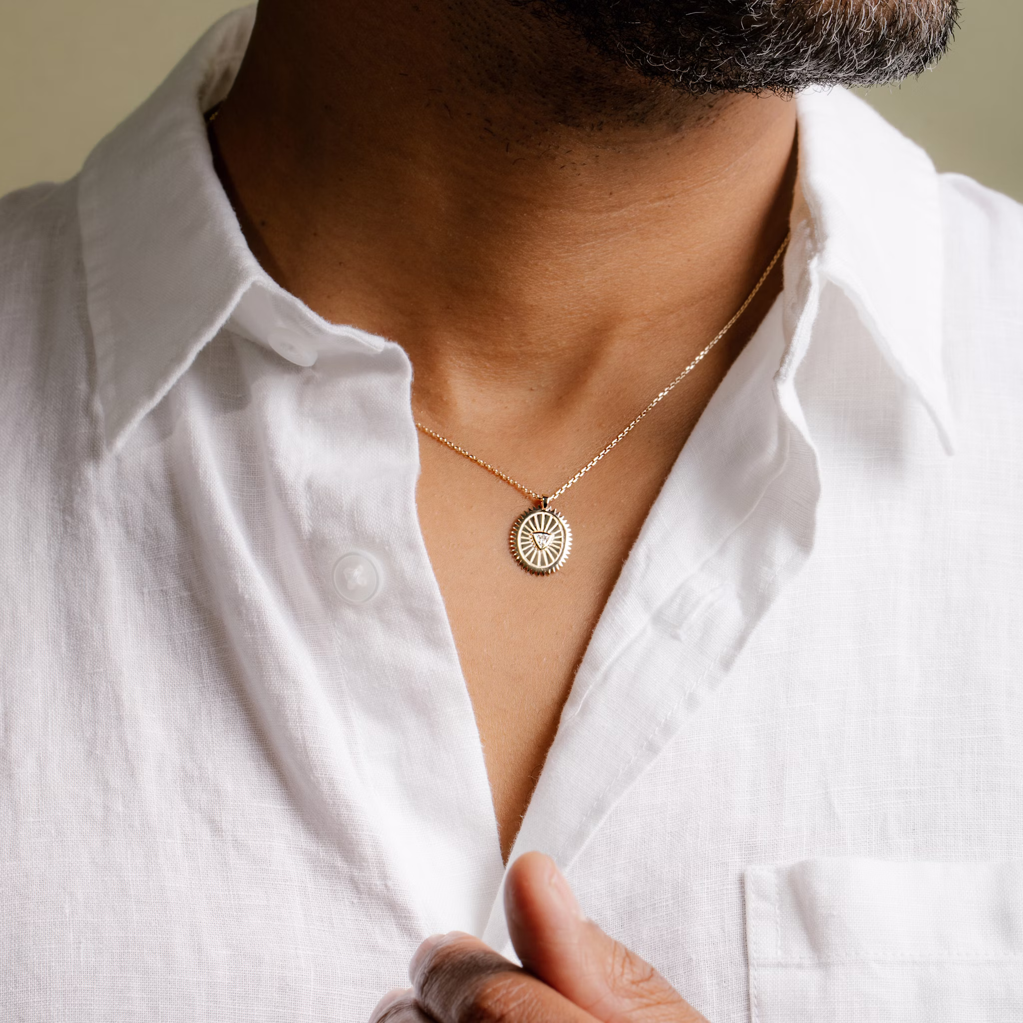 Inner Fire Medallion | Trillion | 14k | Yellow Gold | chainLength: 16-18