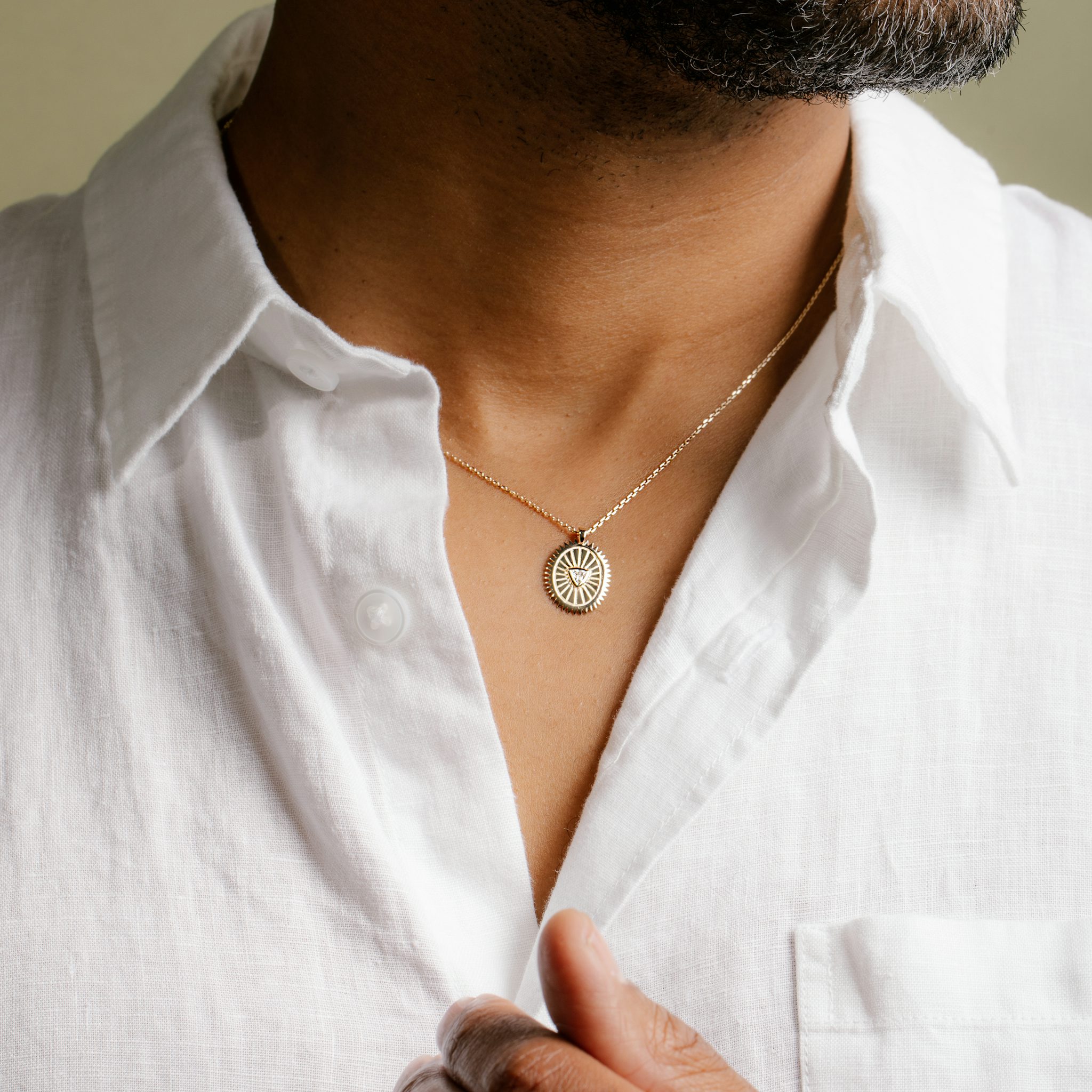 Inner Fire Medallion | Trillion | 14k | Yellow Gold | chainLength: 16-18