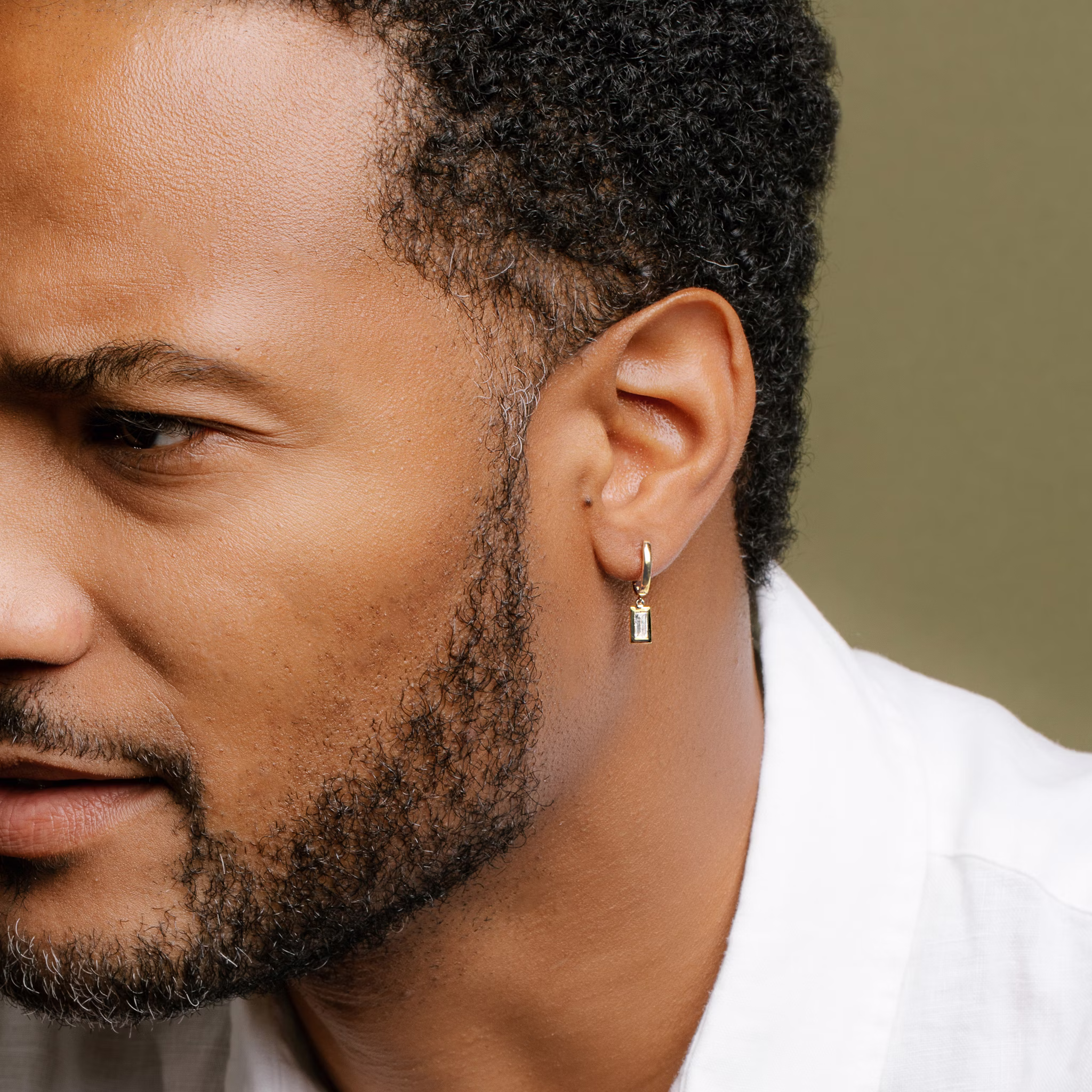 Knife-Edge Bezel Drop Huggie Hoop | Baguette | 14k | Yellow Gold | caratWeight: 0.25ct