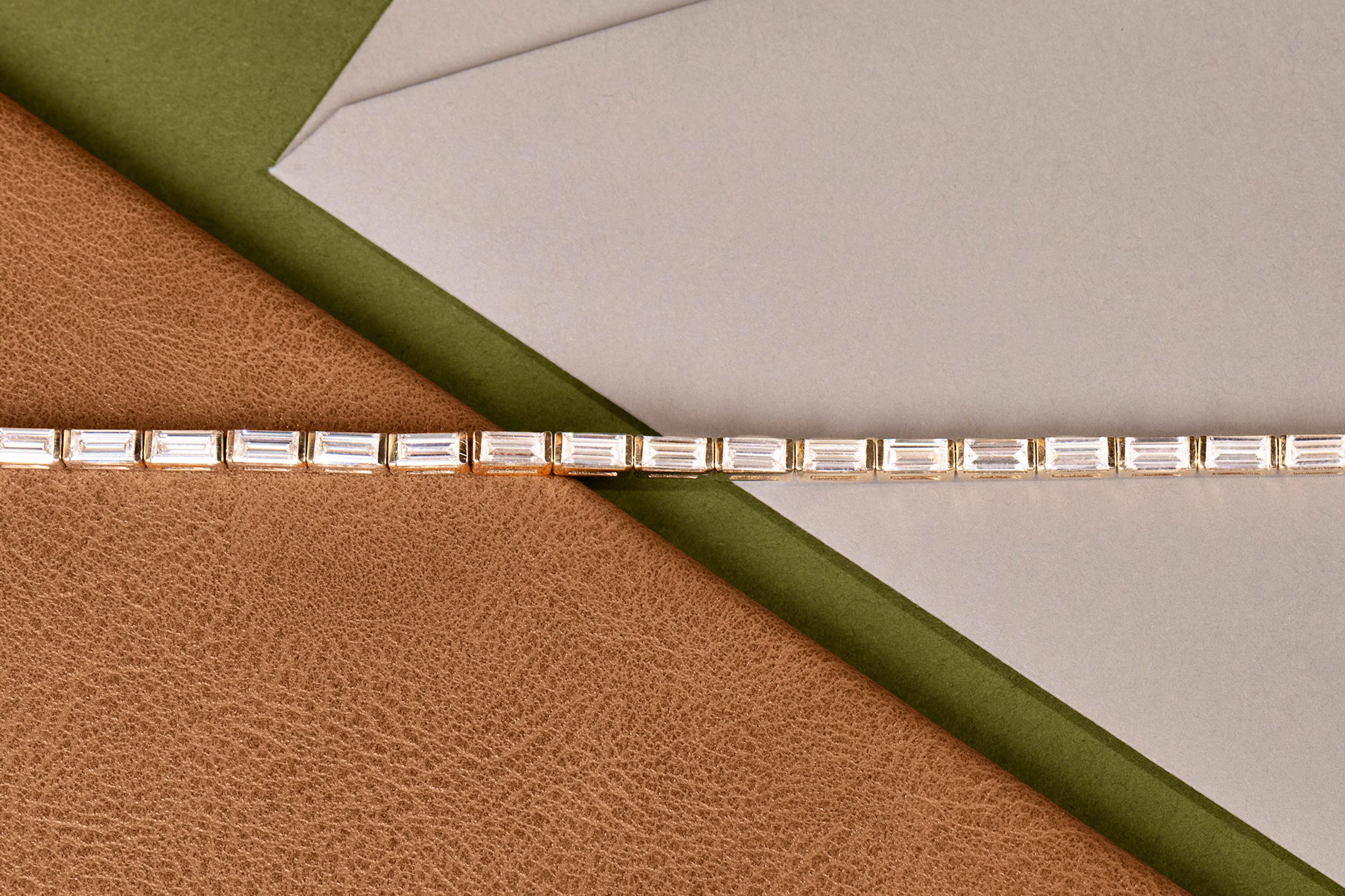 Yellow Gold Baguette Tennis Bracelet with lab-created diamonds
