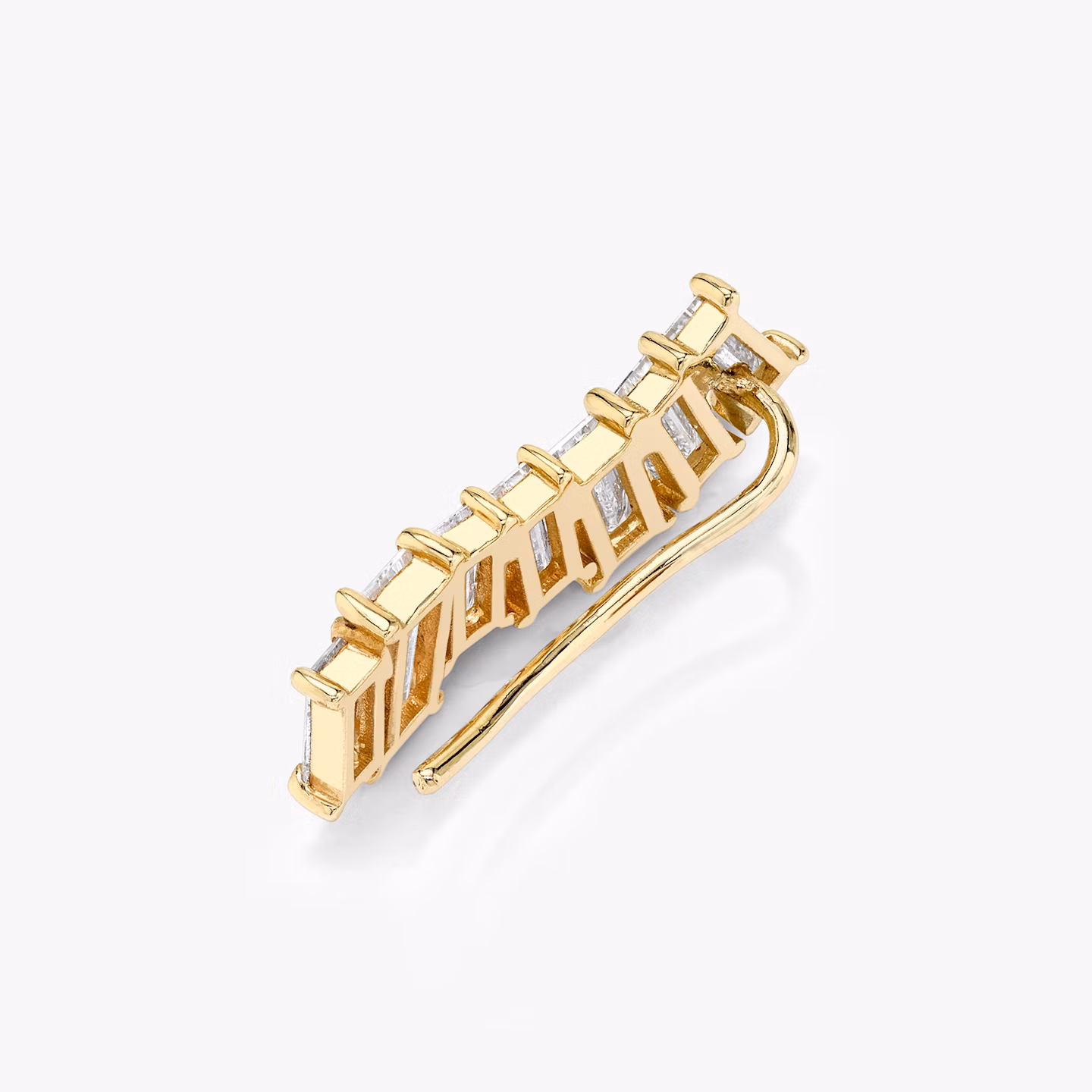 Baguette Ear Climber | Baguette | 14k | Yellow Gold | side: left