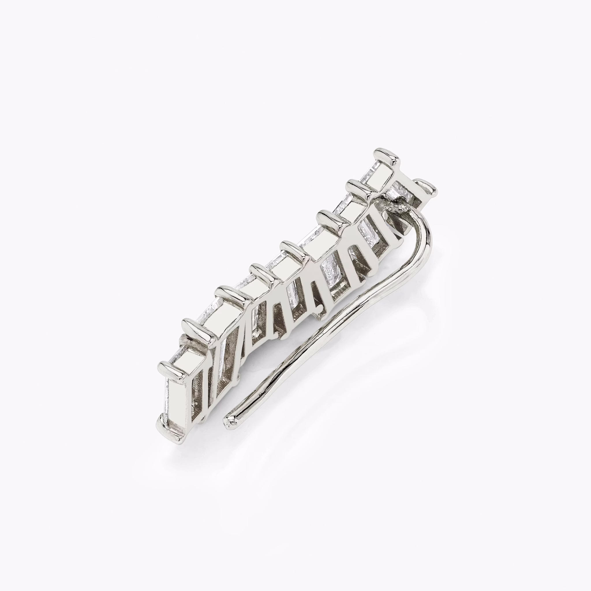 Baguette Ear Climber | Baguette | 14k | White Gold | side: left