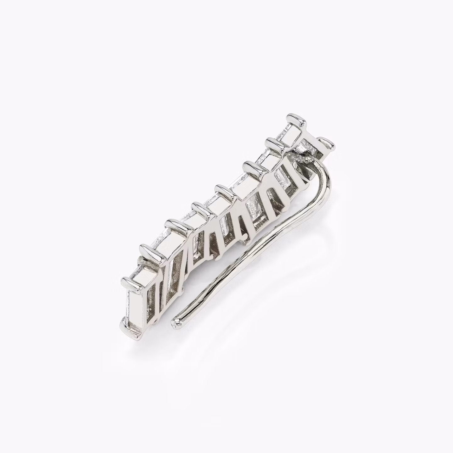 Baguette Ear Climber | Baguette | 14k | White Gold | side: left