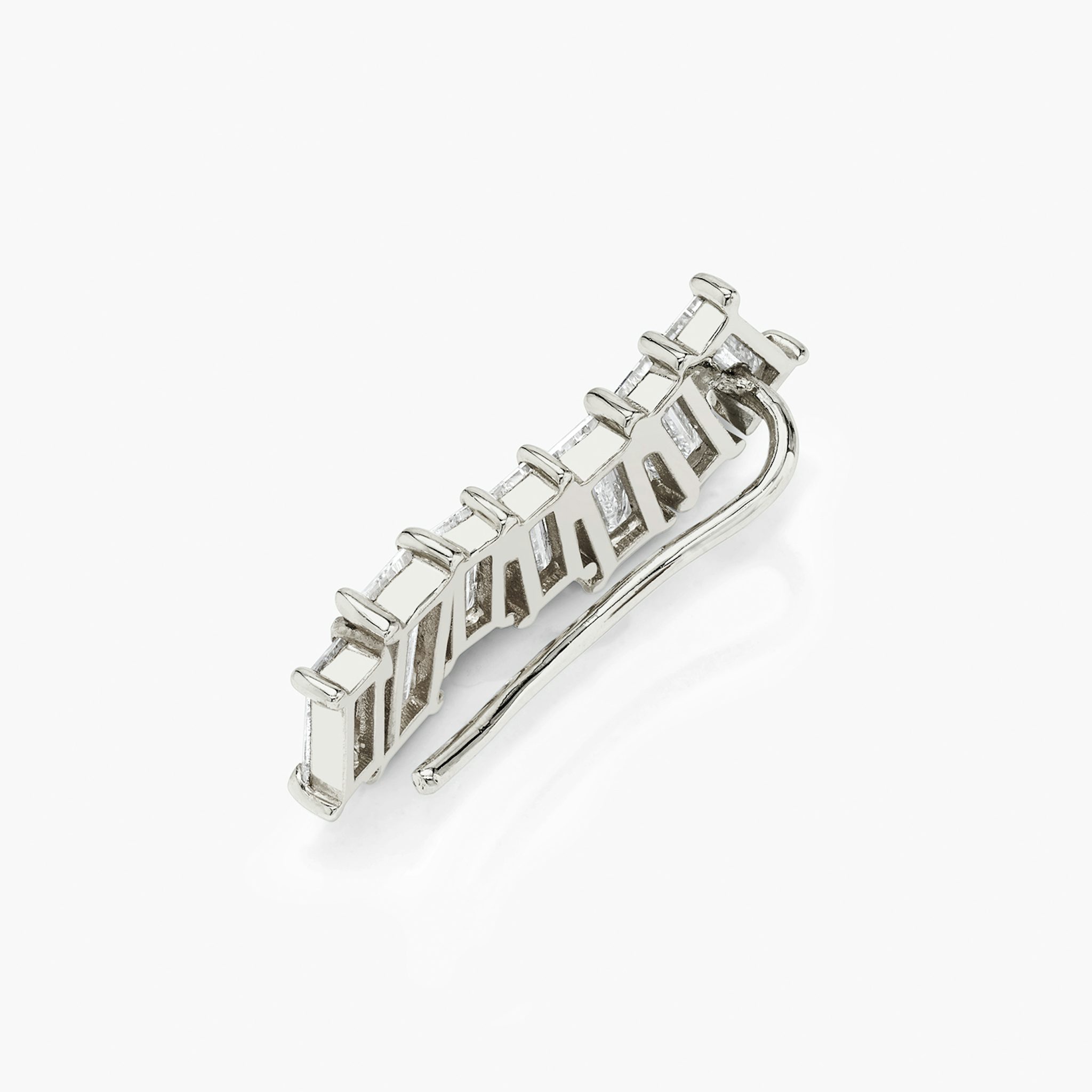 Baguette Ear Climber | Baguette | 14k | White Gold | side: left