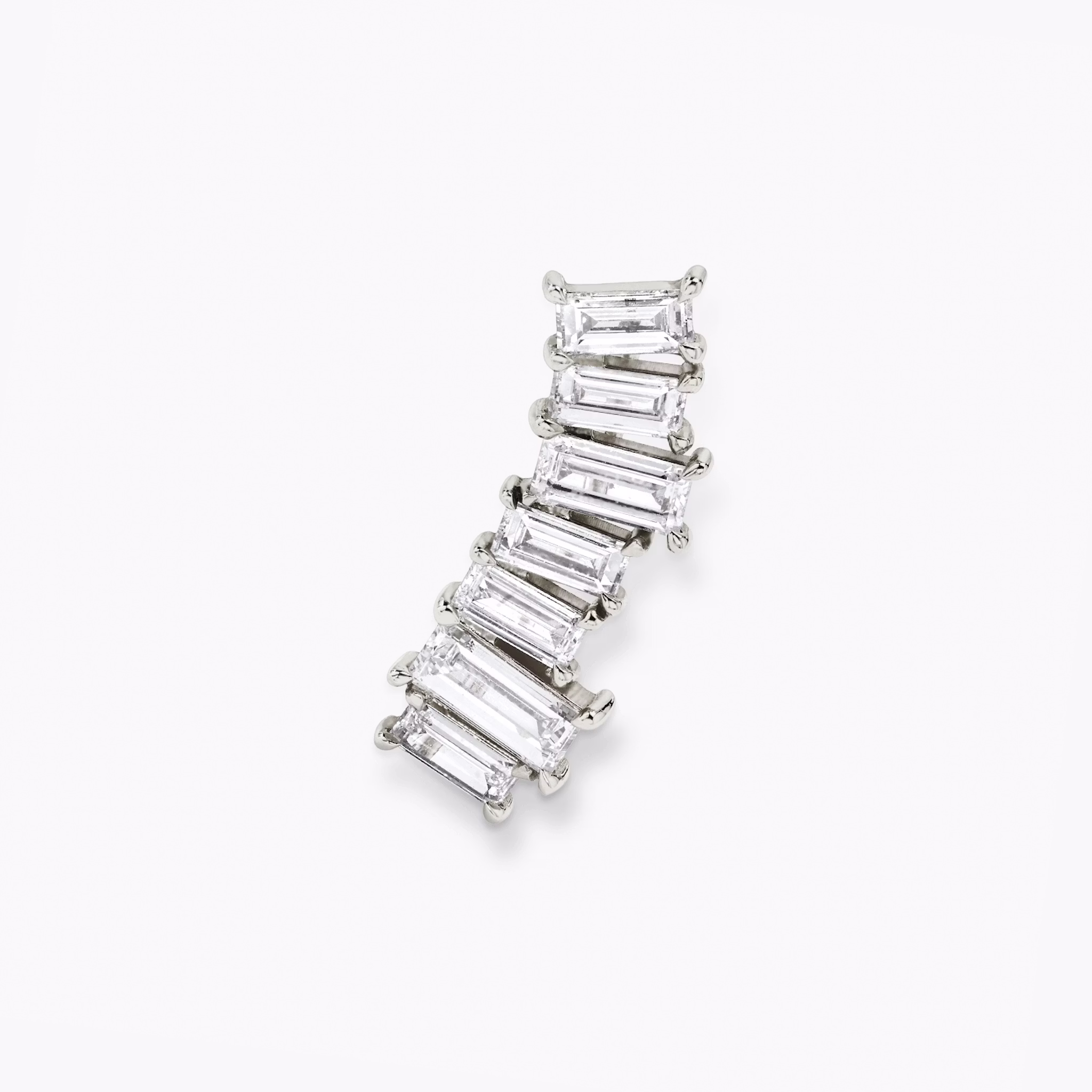 Baguette Ear Climber | Baguette | 14k | White Gold | side: left