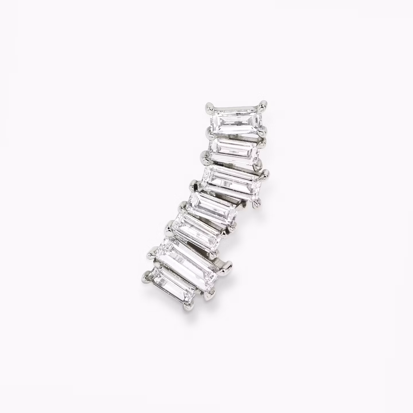 Baguette Ear Climber | Baguette | 14k | White Gold | side: left