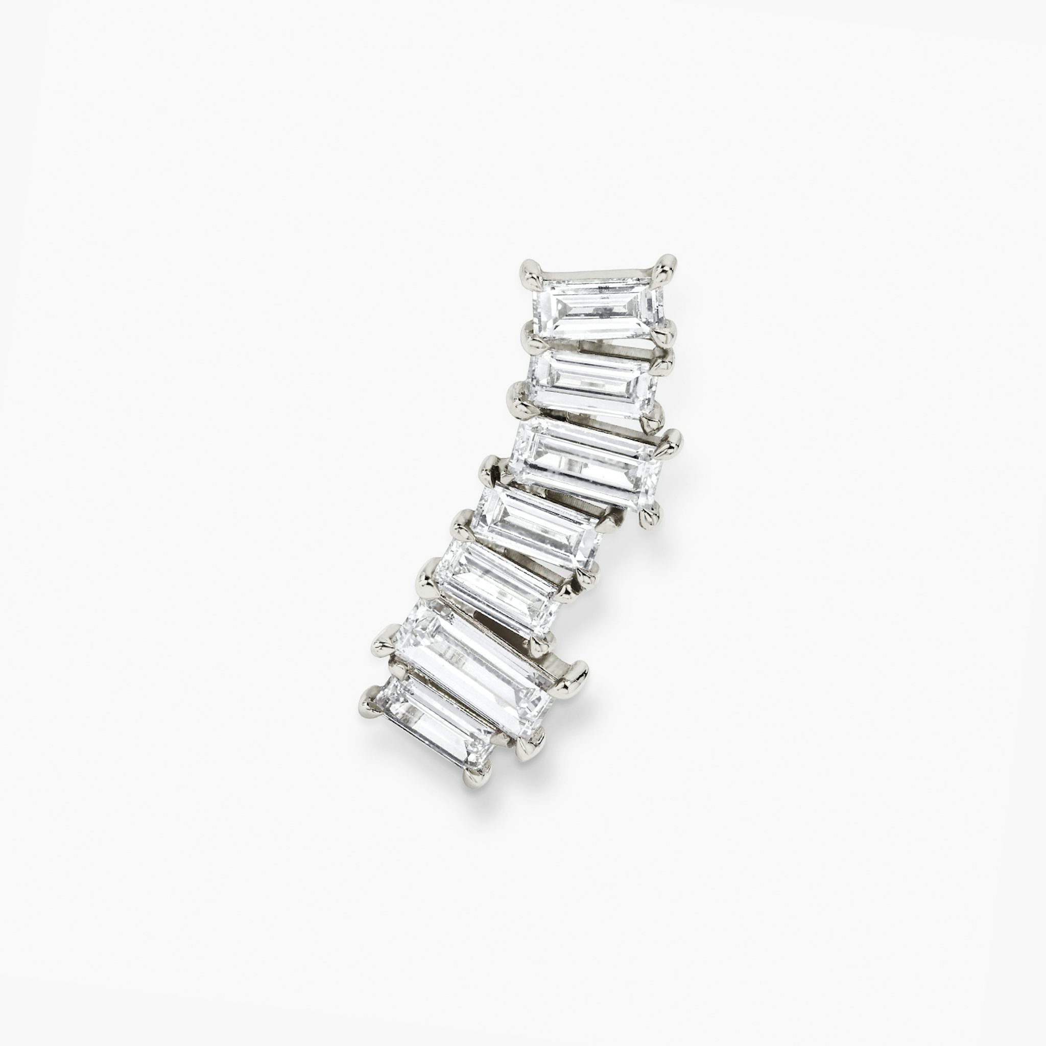 Baguette Ear Climber | Baguette | 14k | White Gold | side: left
