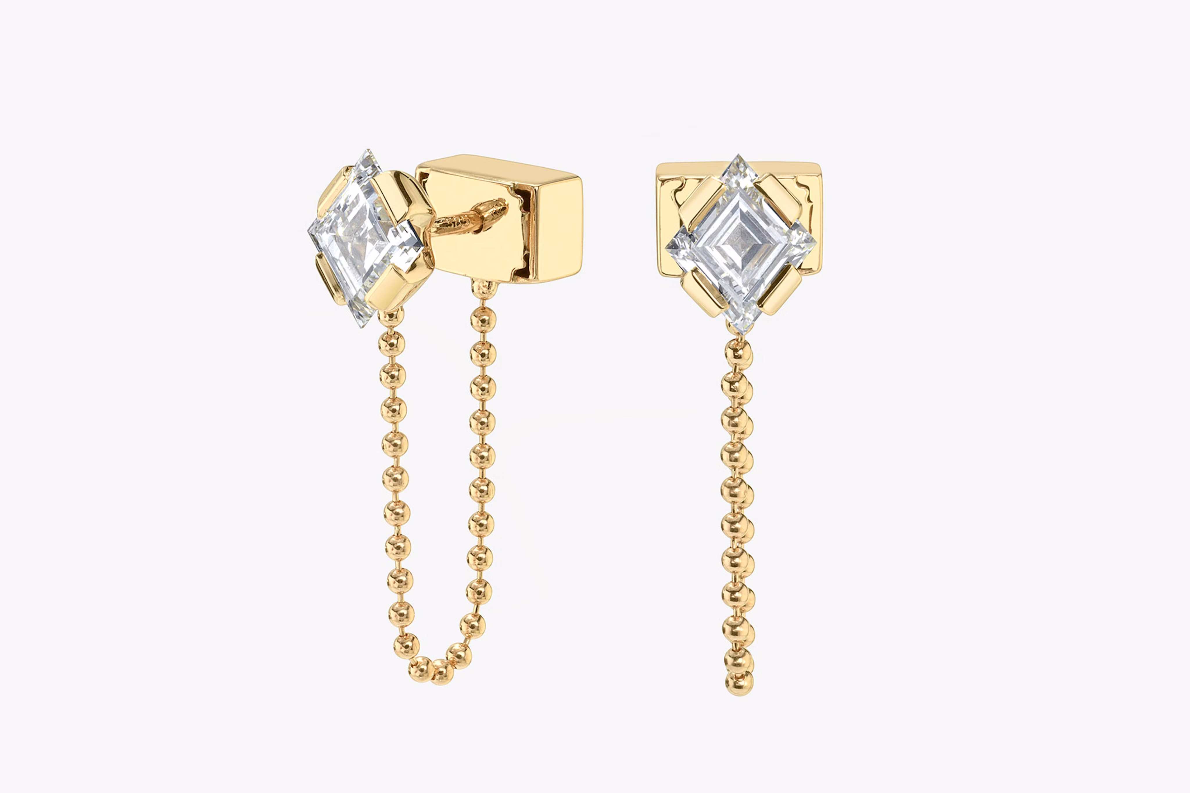 lab-grown diamonds, recycled solid gold, yellow gold