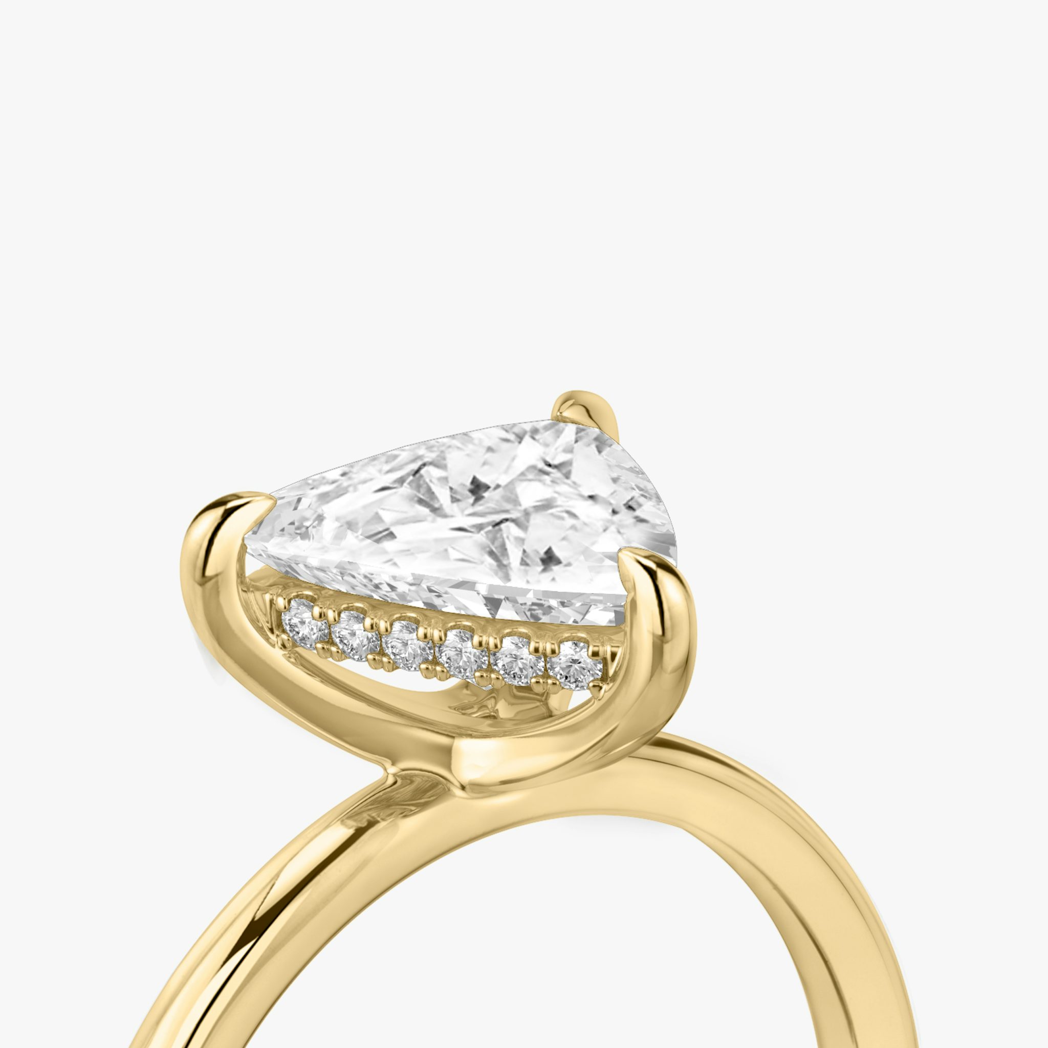 The Classic Hidden Halo | Trillion | 18k | Yellow Gold | bandAccent: Plain | bandWidth: standard | prongStyle: Plain | diamondOrientation: vertical | caratWeight: other
