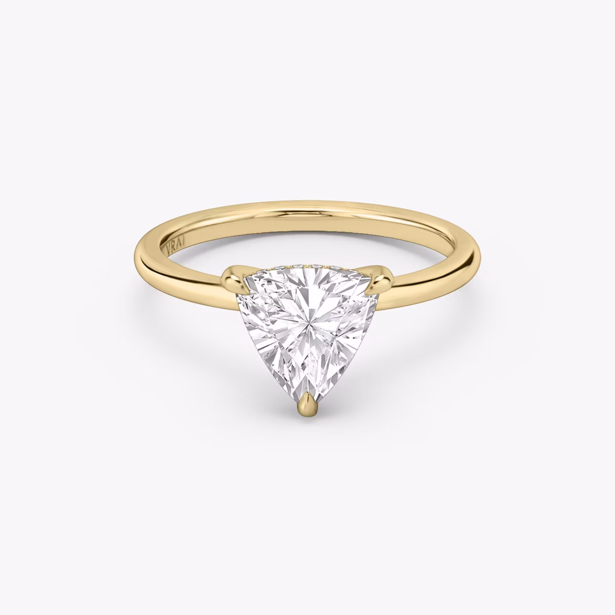 The Classic Hidden Halo | Trillion | 18k | Yellow Gold | bandAccent: Plain | bandWidth: standard | prongStyle: Plain | diamondOrientation: vertical | caratWeight: other