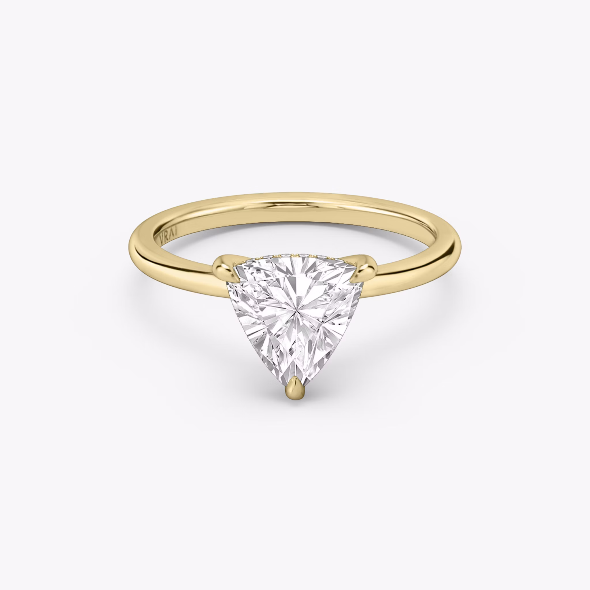 The Classic Hidden Halo | Trillion | 18k | Yellow Gold | bandAccent: Plain | bandWidth: standard | prongStyle: Plain | diamondOrientation: vertical | caratWeight: other