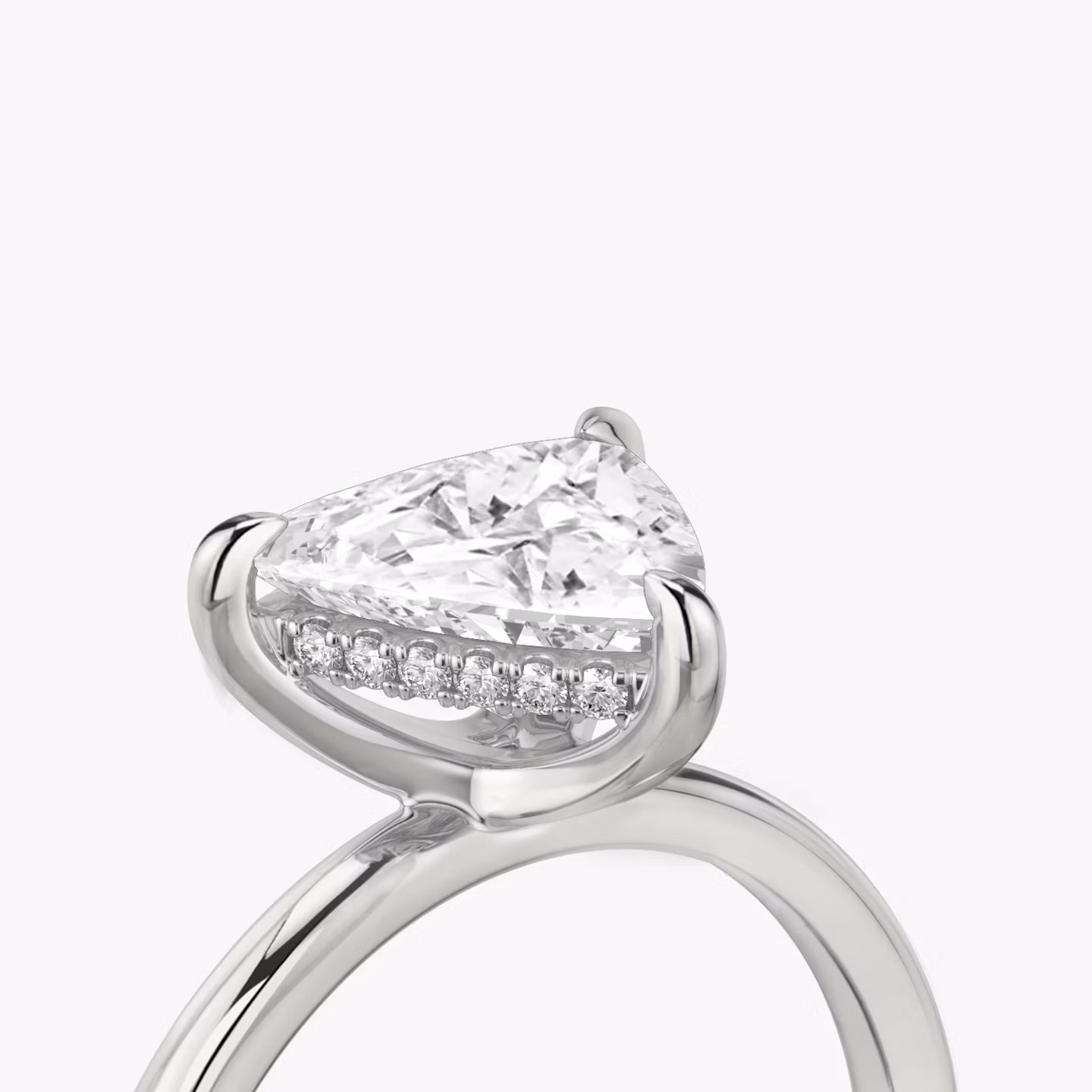 The Classic Hidden Halo | Trillion | 18k | White Gold | bandAccent: Plain | bandWidth: standard | prongStyle: Plain | diamondOrientation: vertical | caratWeight: other