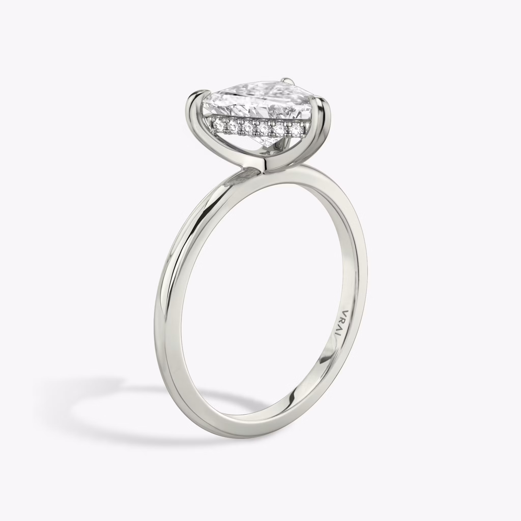 The Classic Hidden Halo Trillion | White Gold