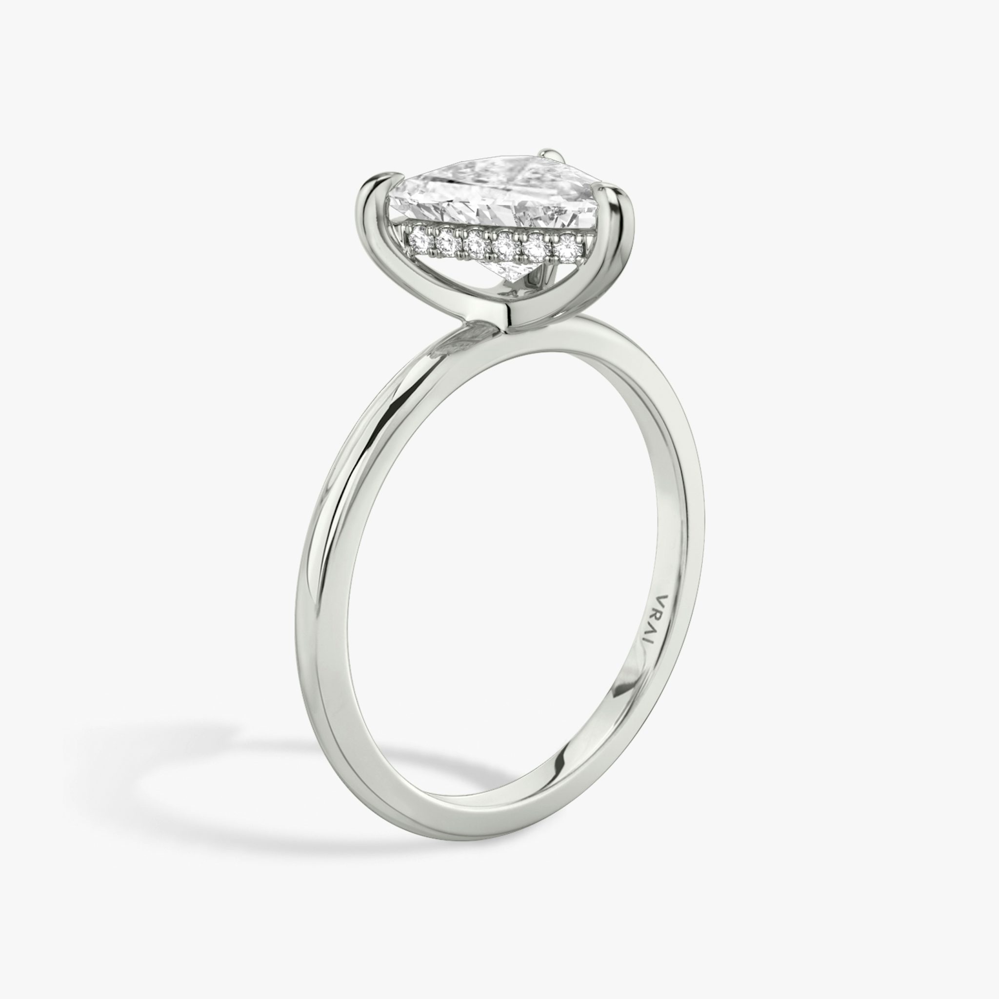 The Classic Hidden Halo | Trillion | 18k | White Gold | bandAccent: Plain | bandWidth: standard | prongStyle: Plain | diamondOrientation: vertical | caratWeight: other