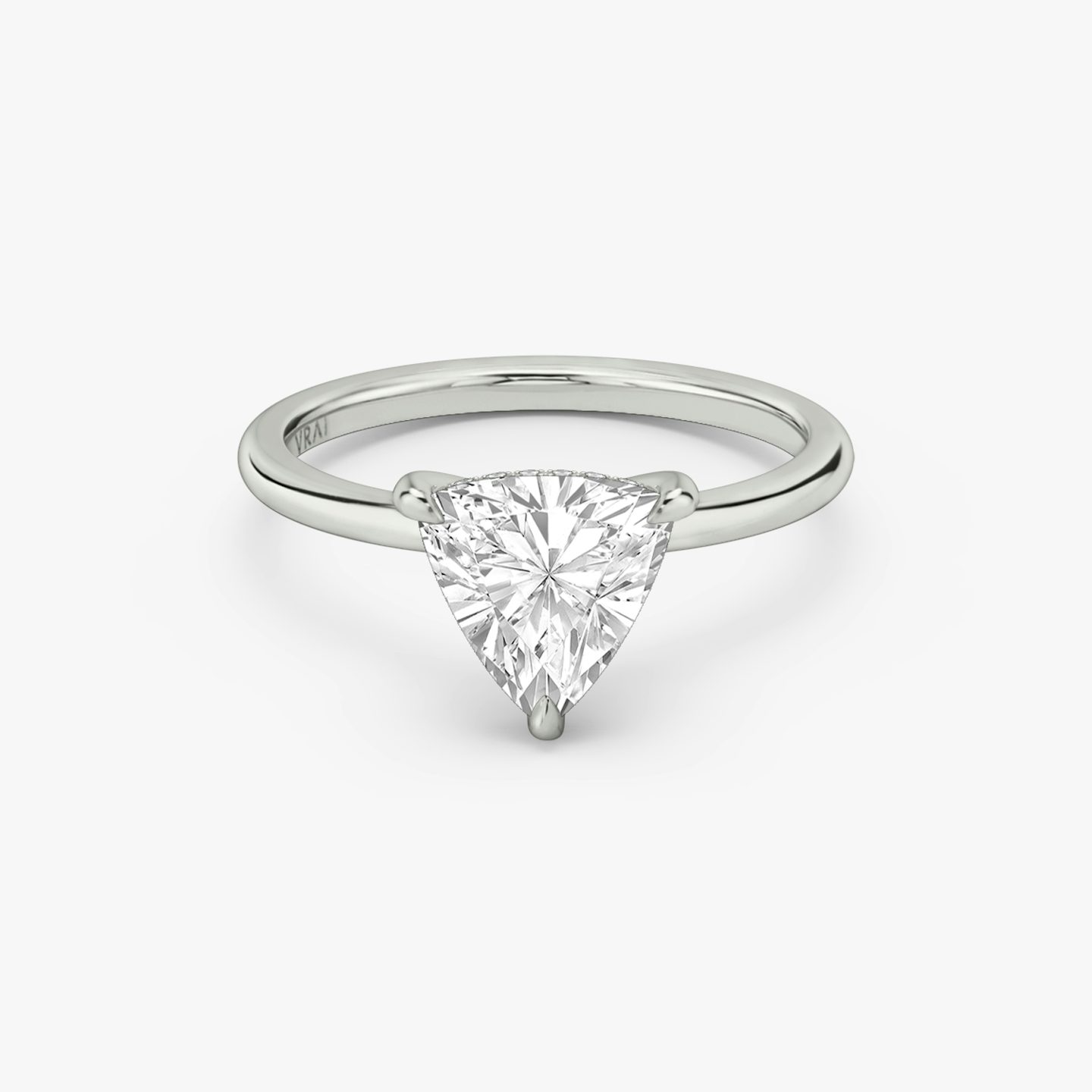 The Classic Hidden Halo | Trillion | 18k | White Gold | bandAccent: Plain | bandWidth: standard | prongStyle: Plain | diamondOrientation: vertical | caratWeight: other