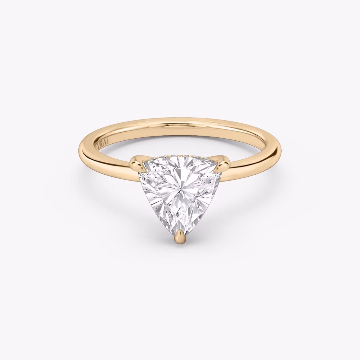 The Classic Hidden Halo | Trillion | 14k | Rose Gold | bandAccent: Plain | bandWidth: standard | prongStyle: Plain | diamondOrientation: vertical | caratWeight: other